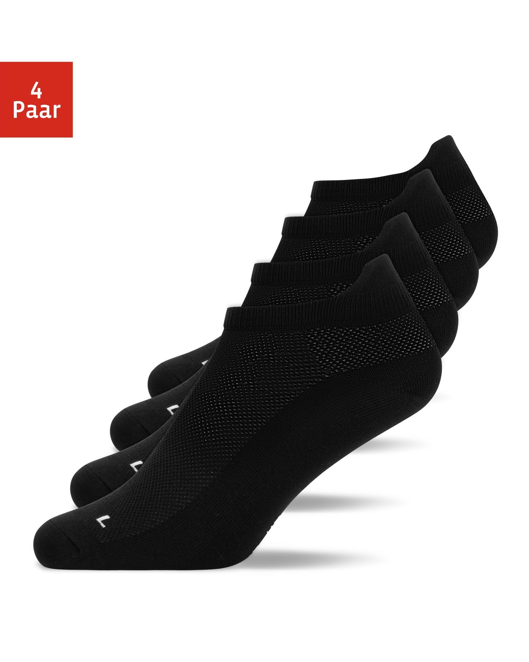 SNOCKS Laufsocken Running Socken für Damen & Herren (4-Paar) mit Fersenlasche und atmungsaktiv durch Mesh