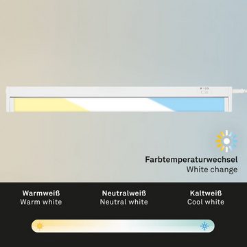 Briloner Leuchten Unterschrankleuchte 2224-016, LED fest verbaut, Farbwechsler, Kaltweiß, Neutralweiß, Tageslichtweiß, Warmweiß, weiß, CCT, schwenkbar, erweiterbar, inkl. Schalter