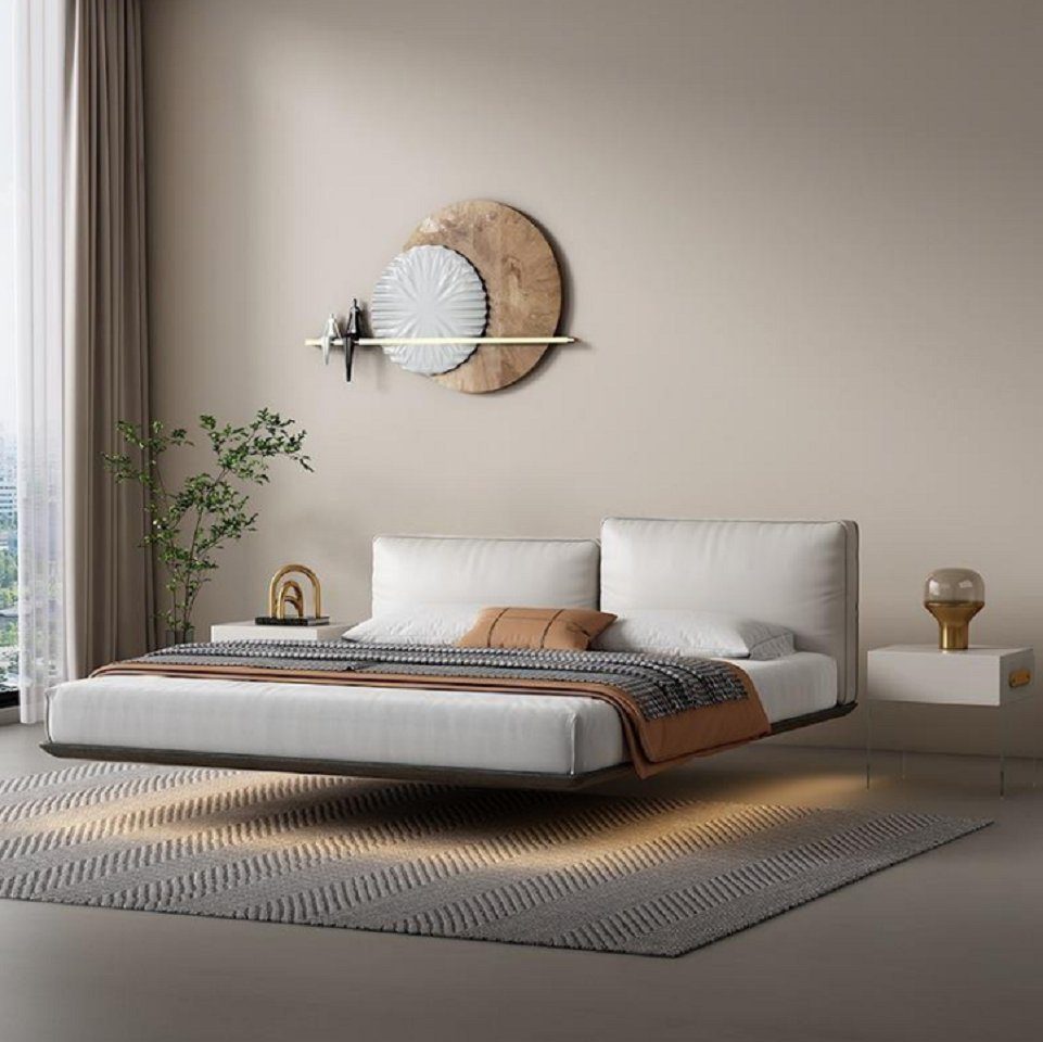 JVmoebel Bett Weißes Wandbett Designer LED-Bett Modernes Schlafzimmer Neu (1-tlg., Nur Bett), Made in Europa