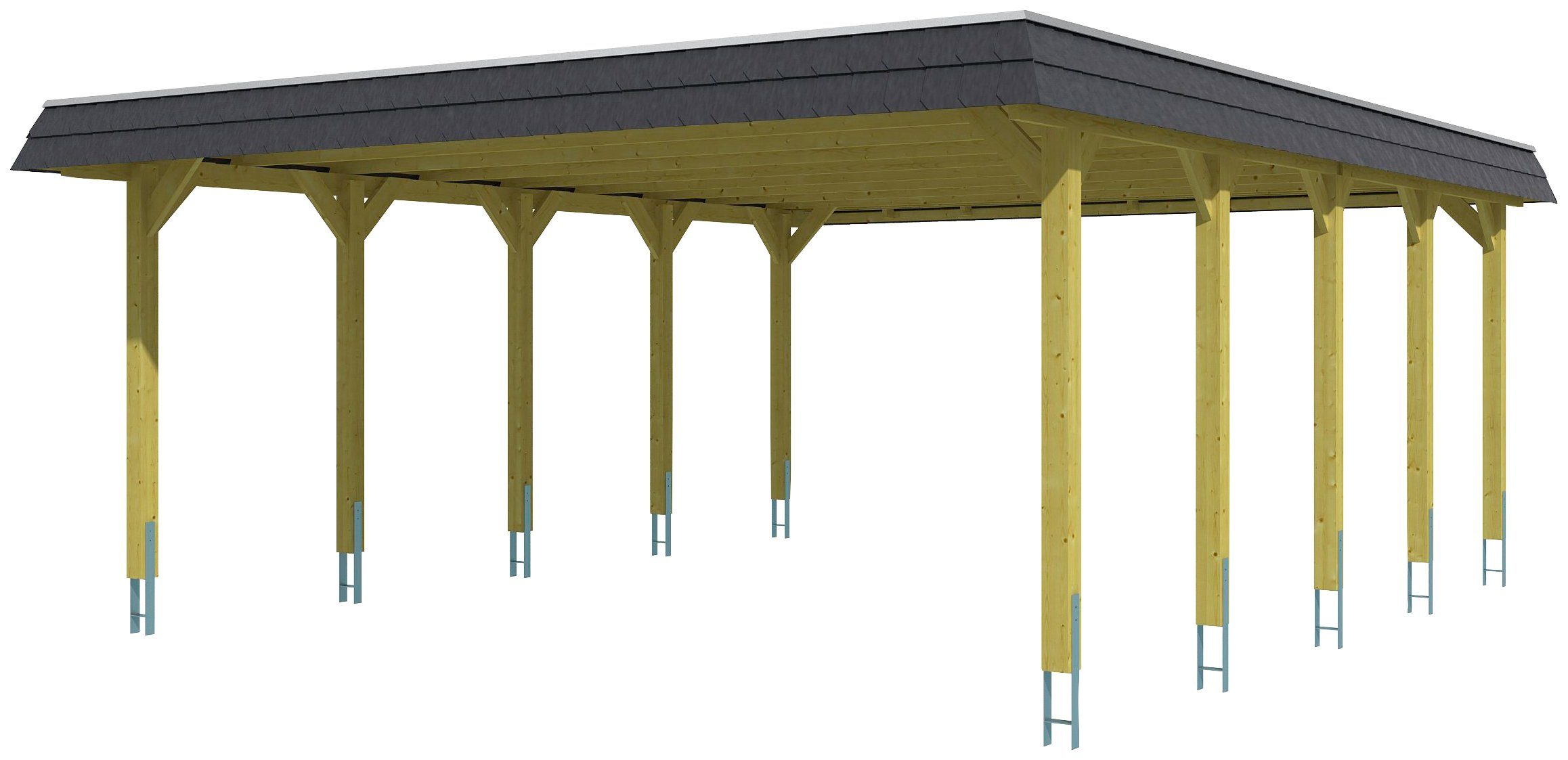 Skanholz Doppelcarport Spreewald, Einfahrtshöhe cm 585x741 cm, BxT: braun 215