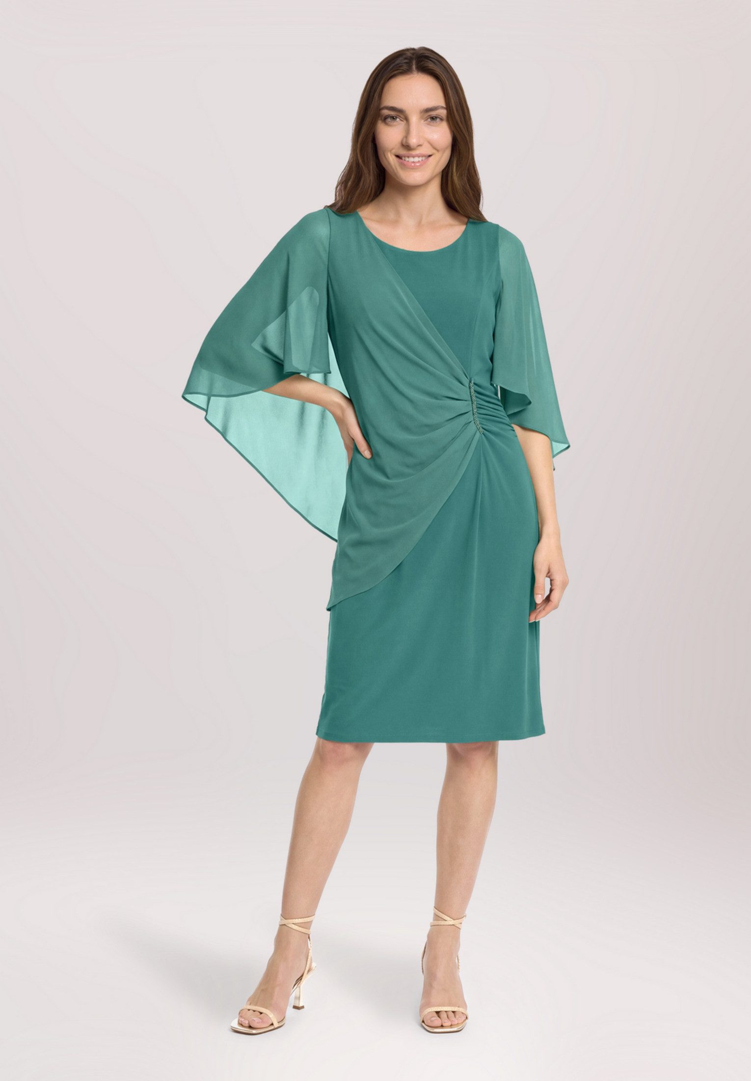 Vera Mont Cocktailkleid Damen mit Raffung Materialmix – Bild 2 von 5