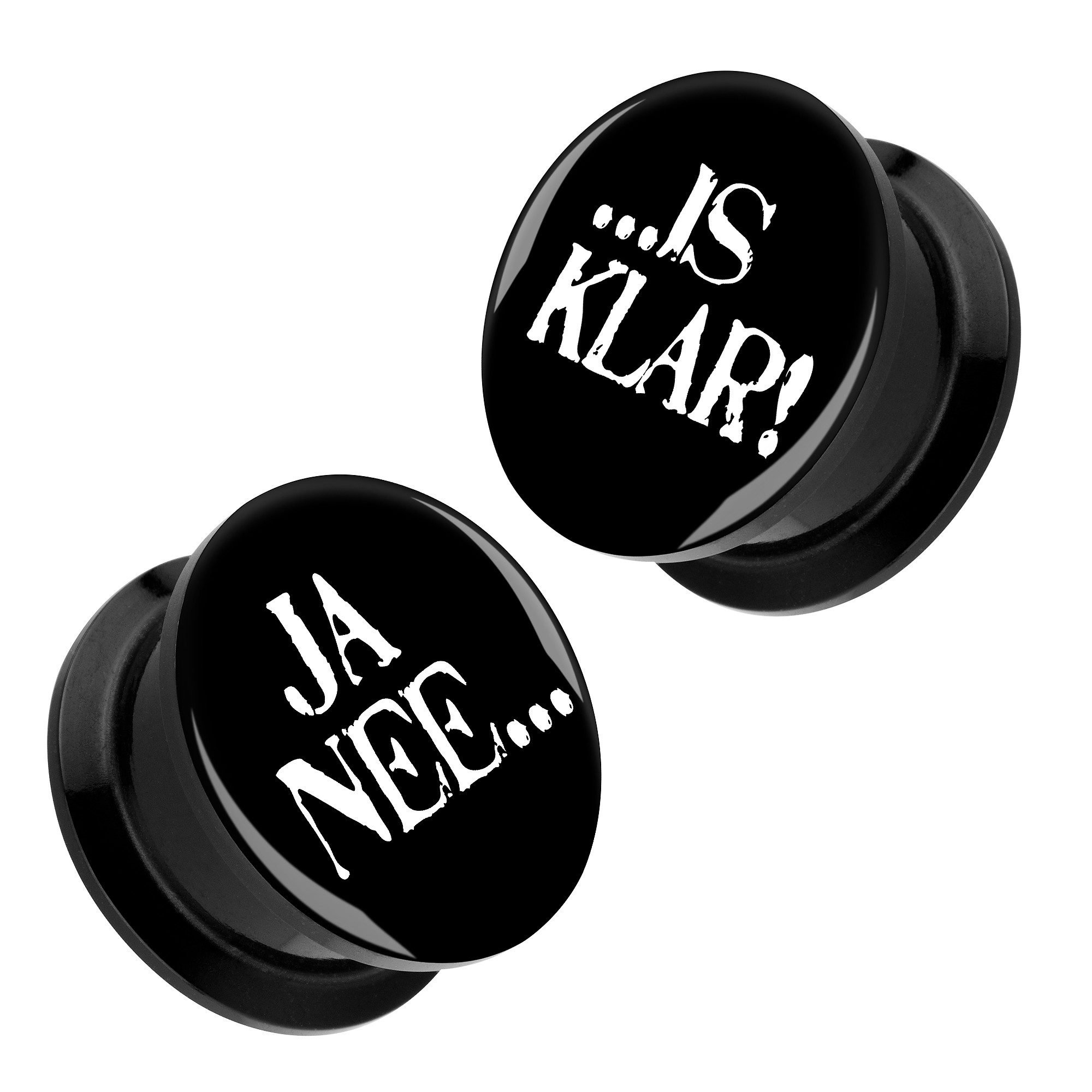 Taffstyle Plug Picture Ohr Tunnel Plug 1 Paar mit Spruch JA NEE, IS KLAR Sc günstig online kaufen