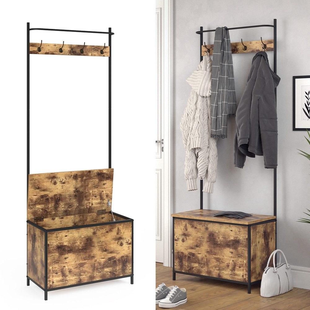 Vicco Garderoben-Set Fyrk, Eiche rustikal/Schwarz, 65 x 175 cm, (kein Set, 1-St)