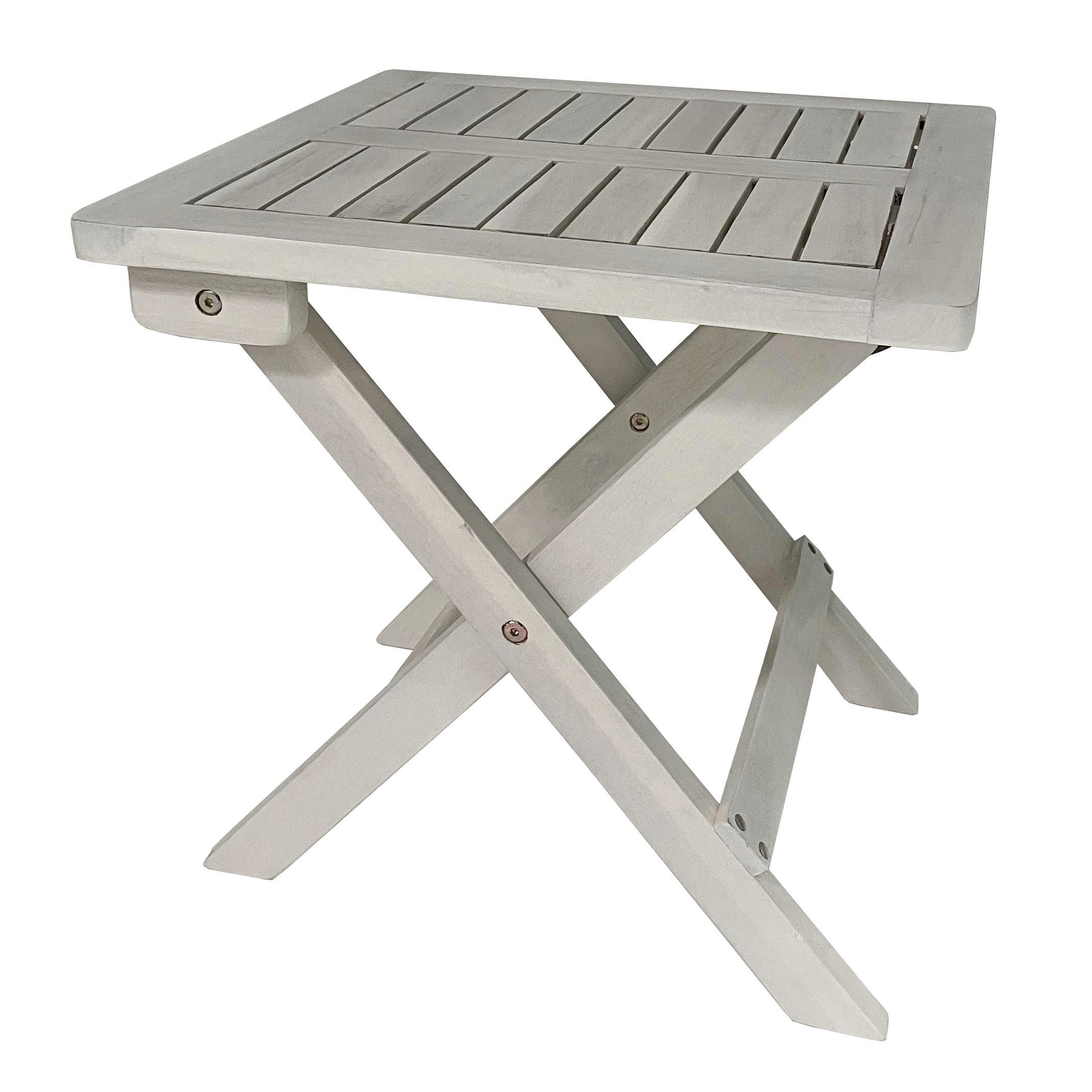 ESTEXO Gartentisch Beistelltisch Holztisch Tisch 40x40 cm Klapptisch Weiß lasiert Holz – Bild 4 von 4