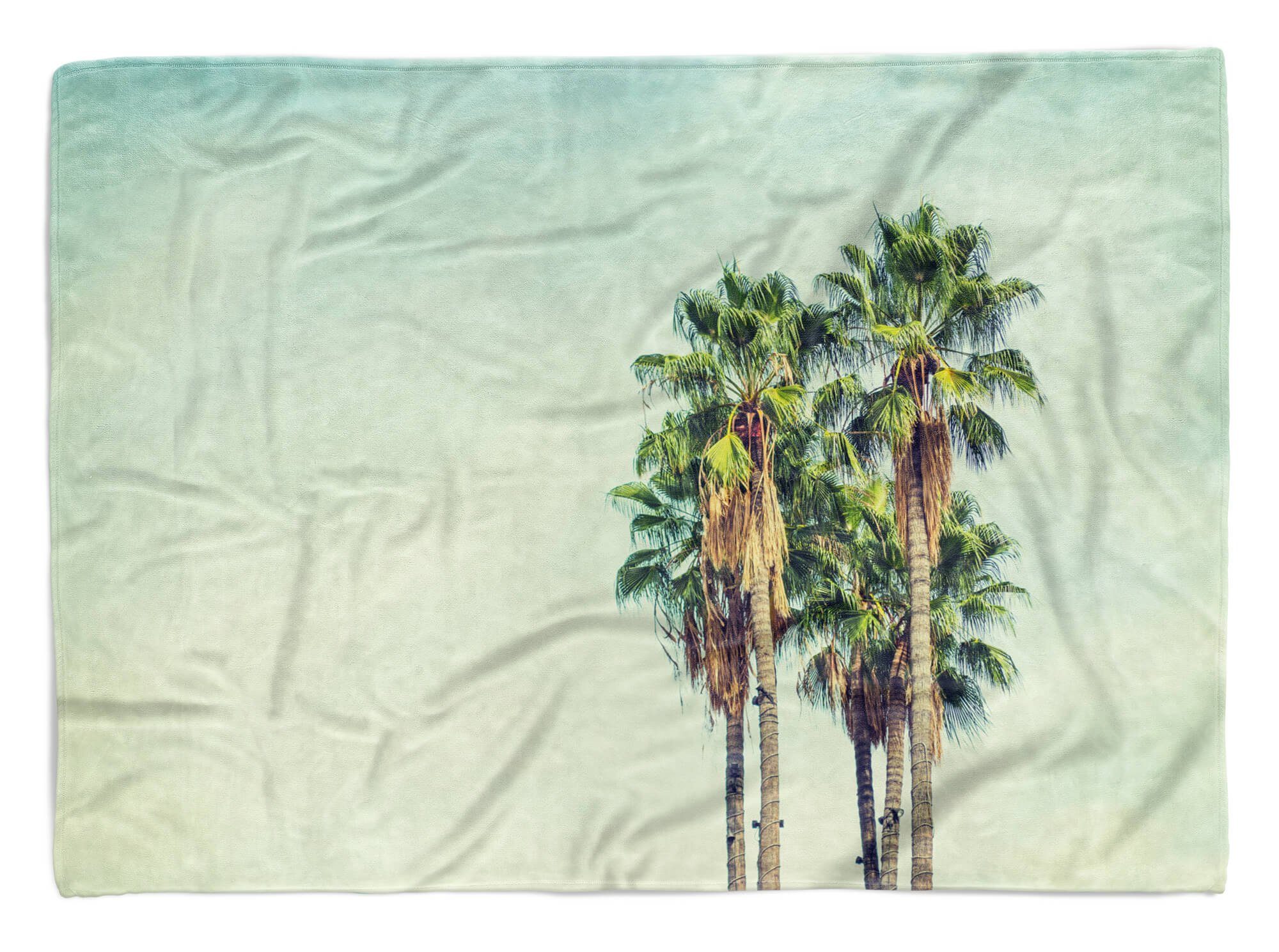Sinus Art Handtücher Handtuch Strandhandtuch Saunatuch Kuscheldecke mit Fotomotiv Palmen Sonnenschei, Baumwolle-Polyester-Mix (1-St), Handtuch