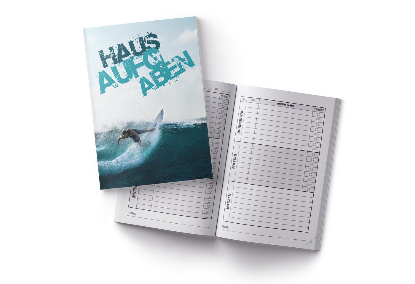 itenga Notizheft itenga Hausaufgabenheft Surfer (Motiv 33) DIN A5, 96 Seiten