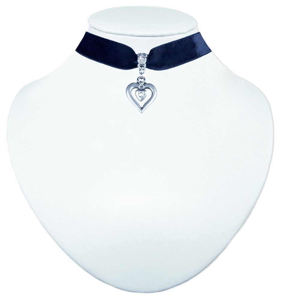 LUISIA® Collier Samt Kropfband Herz in Herz mit Swarovski® Elements (inkl. Schmuckbox)