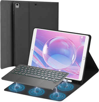Daskoo Tastaturhülle für iPad 10,2 Zoll mit Bluetooth-Tastatur-Schutzhülle iPad-Tastatur (mit abnehmbarer magnetischer beleuchteter Tastatur, für iPad 9/8/7)