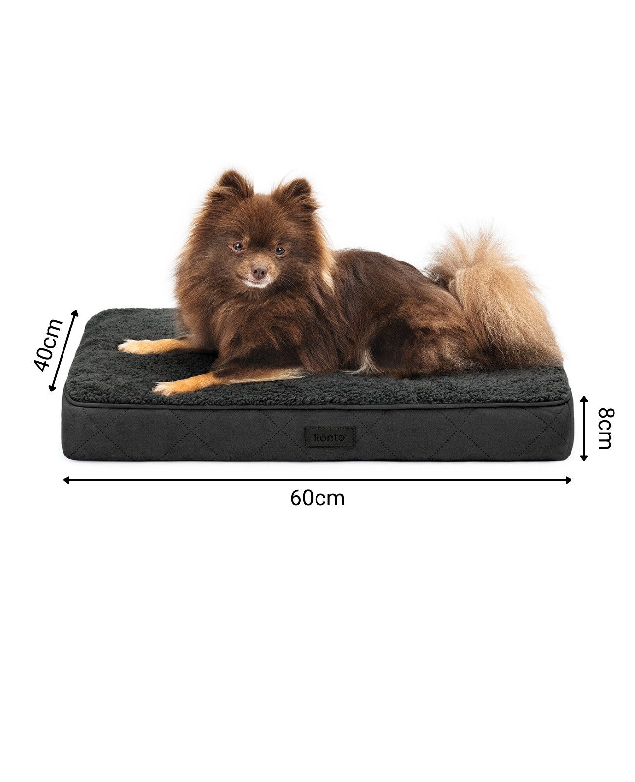 lionto Tierkissen orthopädisch Memoryfoam, Plüschoberfläche & Wildlederimitat, abnehmbarer, waschbarer Bezug & Tragegriff – Bild 5 von 5