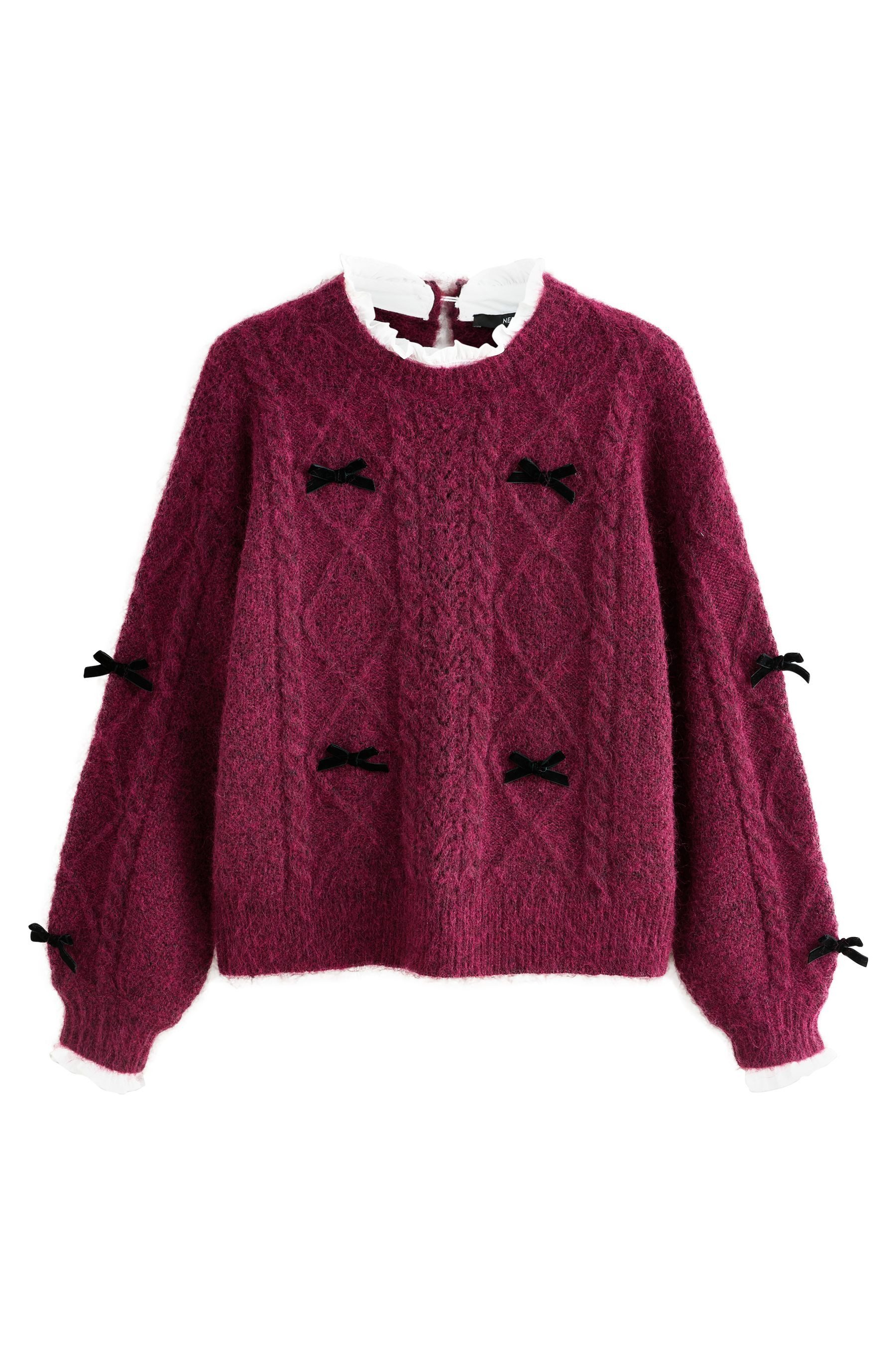 Next Strickpullover Zopfstrickpullover mit Kragenlage und Schleife (1-tlg) günstig online kaufen