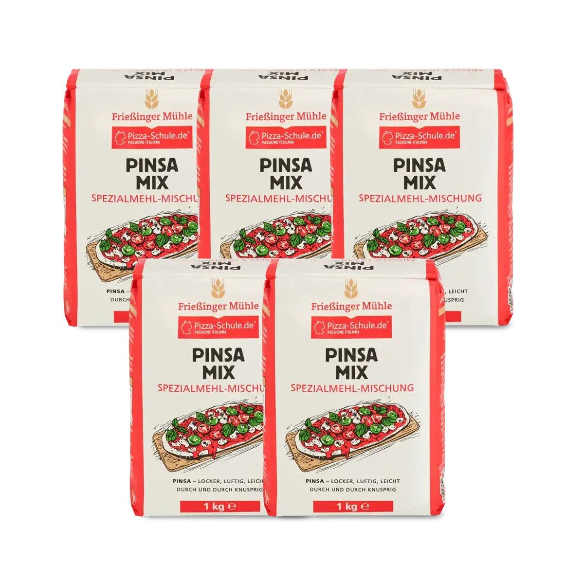 Bielmeier Mehl Spezialmehl für Pinsa 5 Stück a 1 kg Frießinger Mühle, 1 x 5000 g, Das Getreide stammt von Landwirten aus der Region (SET210322-5)