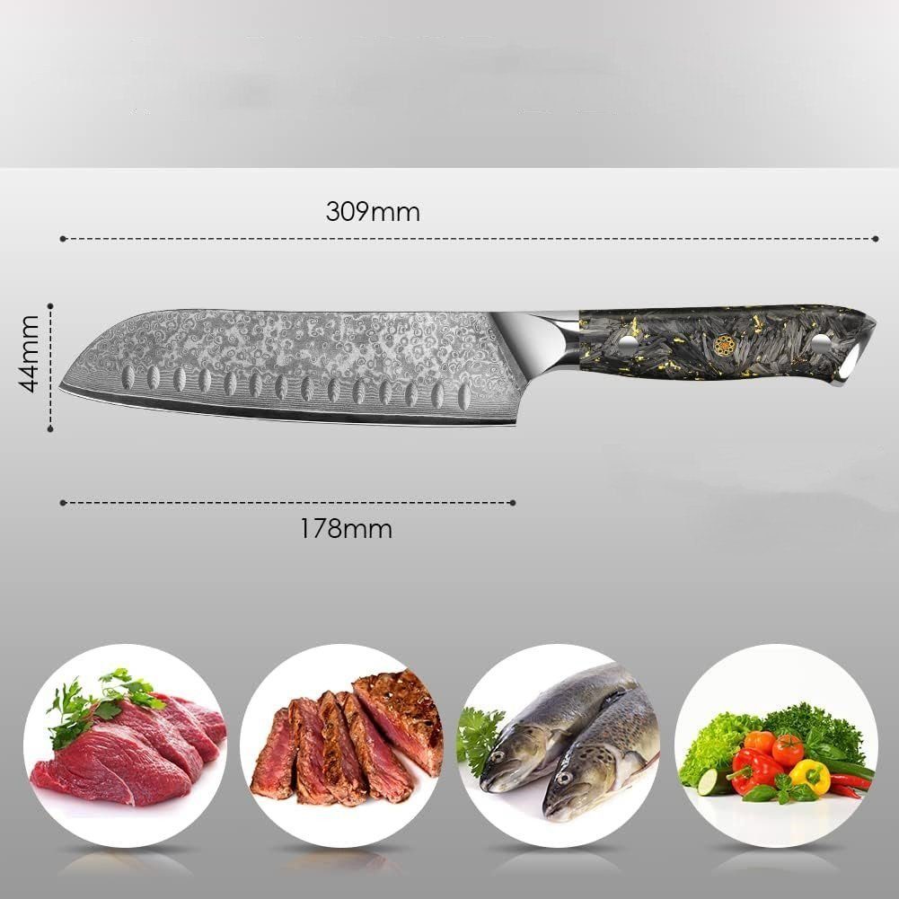 18cm Santoku-Messer KingLux Klingen Damastmesser Küchenmesser Damaststahl