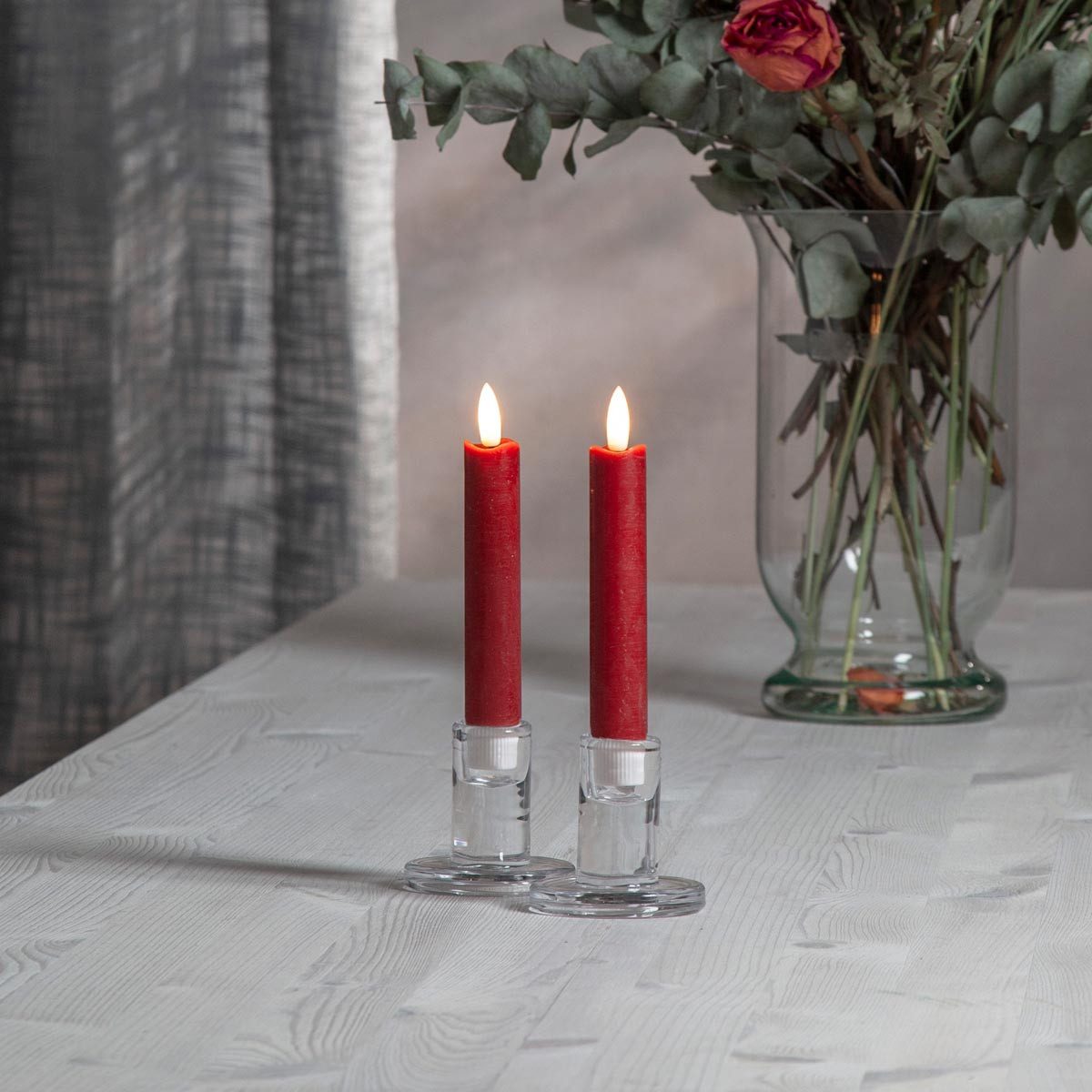 STAR TRADING LED-Kerze LED Stabkerzen "Flamme", 2er Set, rot, 15x2cm, warmweiß – Bild 2 von 4