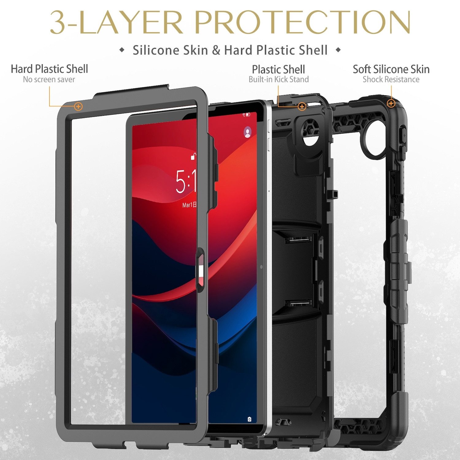 Wigento Tablet-Hülle Für Lenovo Tab M11 aufstellbare Silikon PC Hybrid Tasche mit Halterung