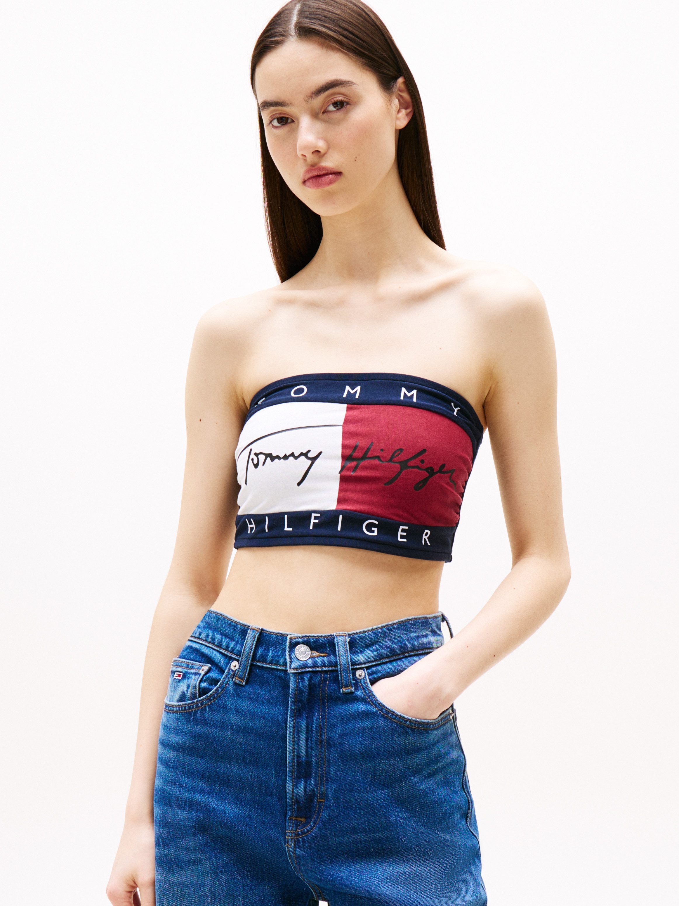 Tommy Hilfiger Underwear Bandeau-BH BANDEAU mit Colorblock und Tommy Style casual, körpernah, Baumwollmix