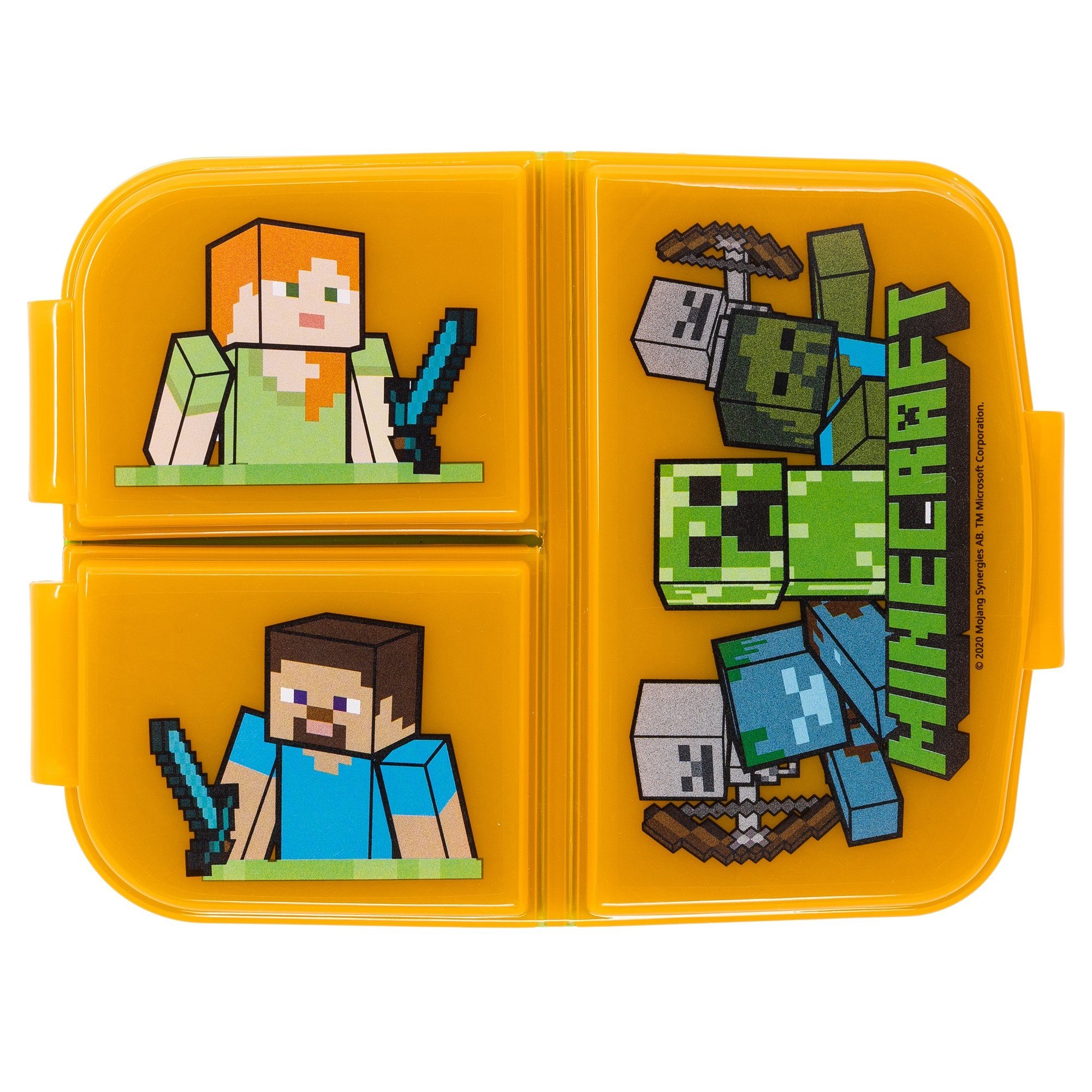 Minecraft Lunchbox Minecraft Kinder 2 tlg Set 3 Kammern Brotdose, XL Alu-Trinkflasche 530 ml Creeper
