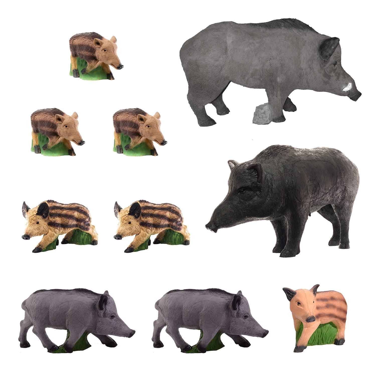 by Beier Germany Zielscheibe IBB 3D Tier Wildschweinrotte groß mit 10 Stück 3D Tiere, 3D Ziel für Bogensport