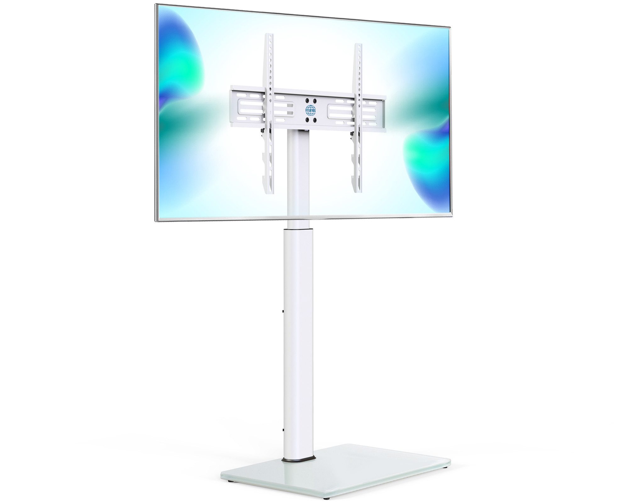 FITUEYES TV-Ständer höhenverstellbar, ±35° schwenkbar, 32-60 Zoll, (bis 60,00 Zoll, Glasplatte, Gummifüße, bis 30 KG)