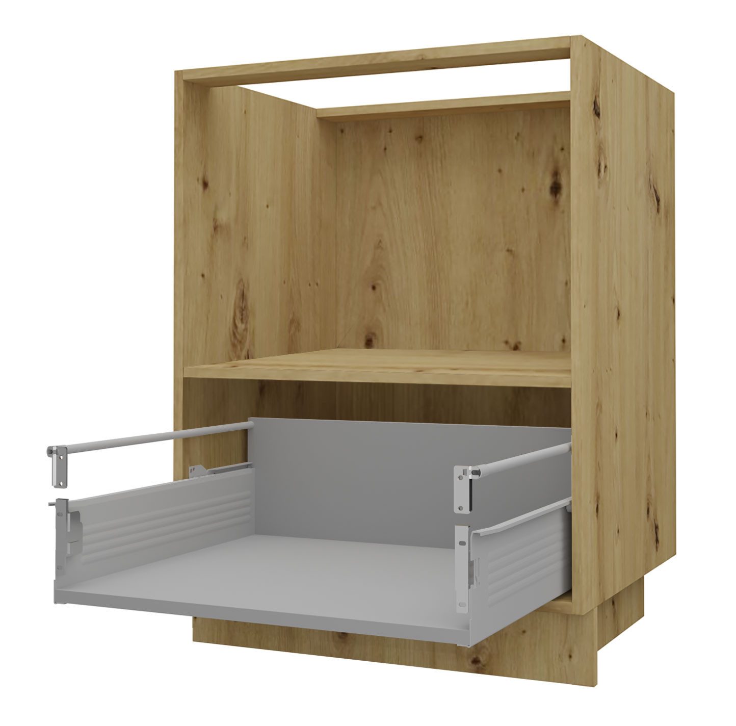 Feldmann-Wohnen Ofenumbauschrank Brerra (1 Gerätefach für Kompaktöfen, 1 Schublade, Blum Metabox Teilauszug, 1-St., moderne Optik, lackierte Fronten, 60x50x82cm, D11K/60/M Kompakt) schwarz / RAL 6025 farngrün matt