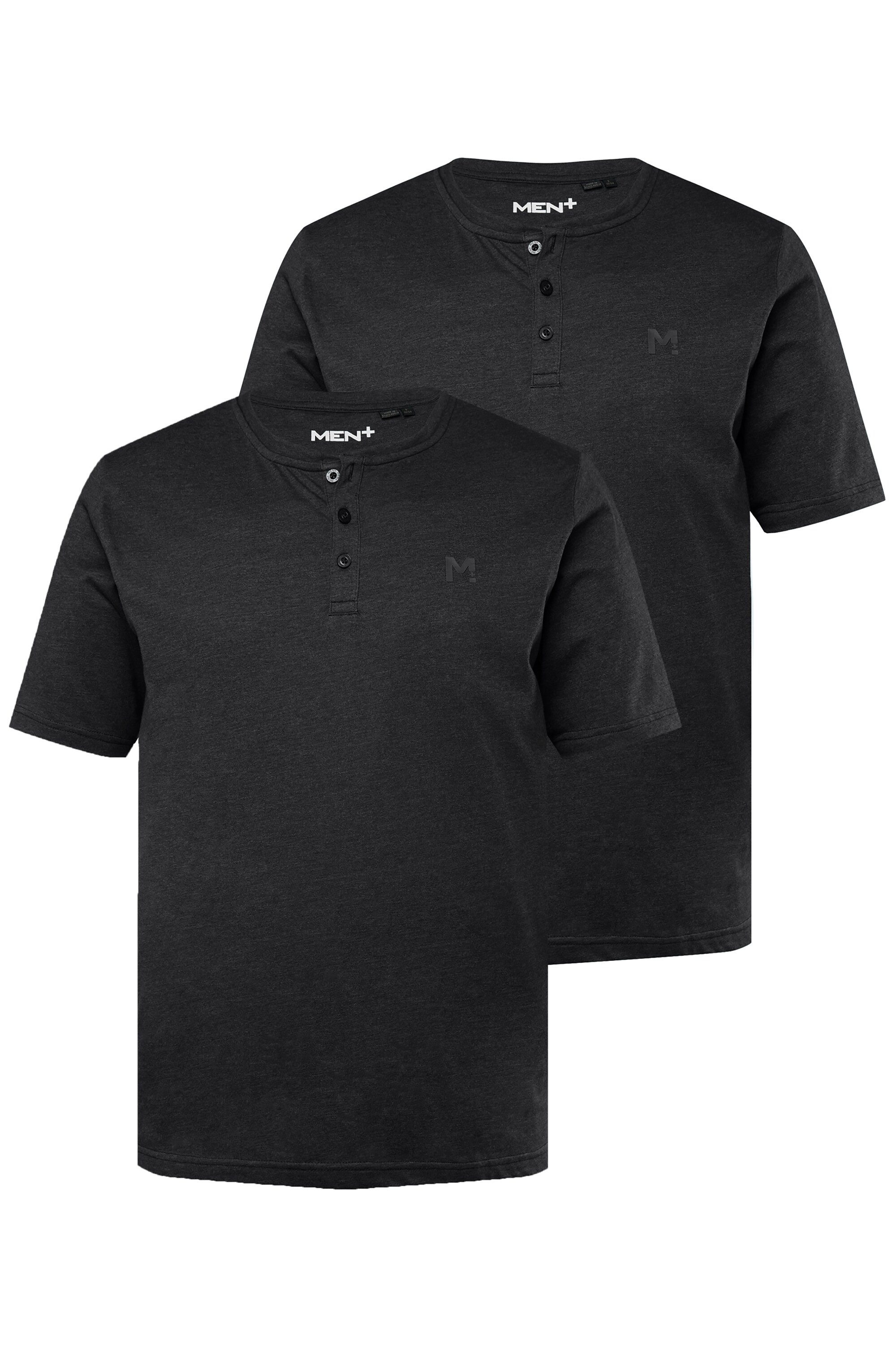 T-Shirt Henley 2er-Pack Basic Halbarm Rundhals