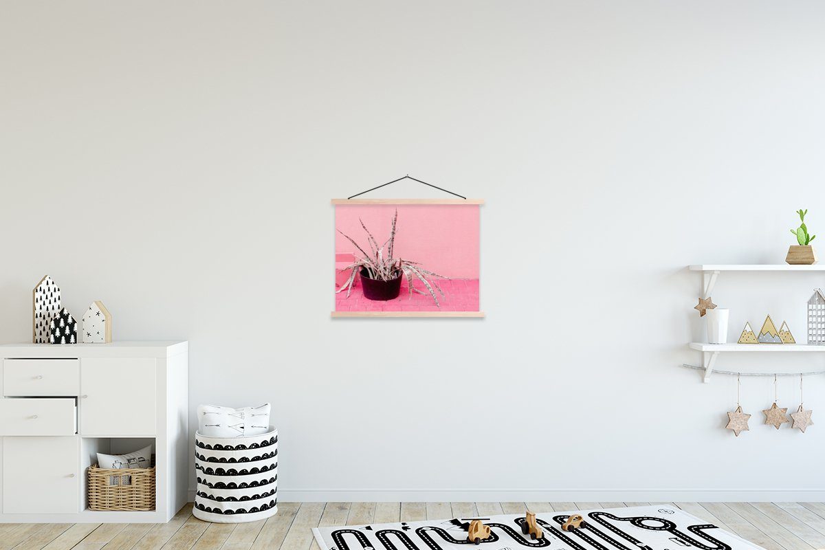 MuchoWow Poster Sommer - Rosa - Pflanzen, (1 St), Posterleiste, Textilposter für Wohnzimmer, Bilderleiste, Magnetisch