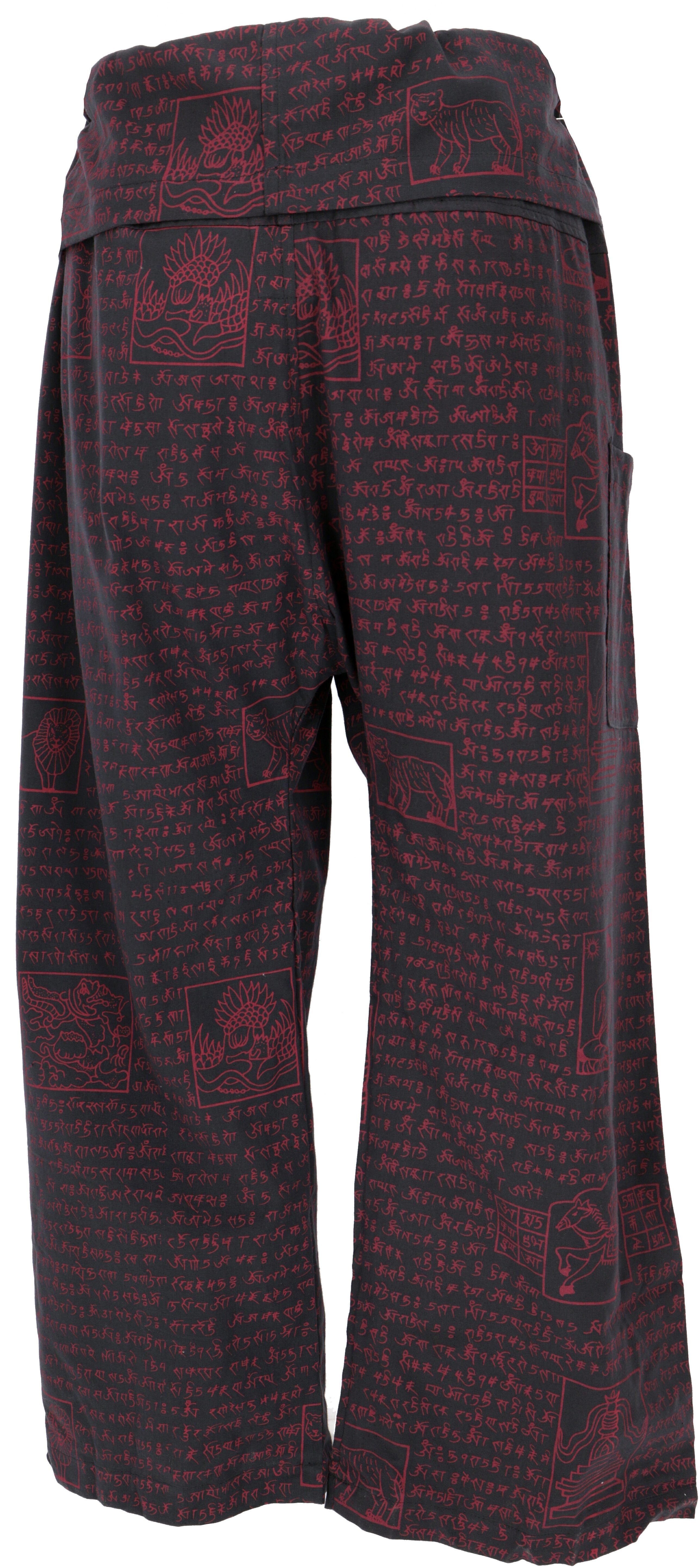 Guru-Shop aus Bekleidung alternative Mantra Fischerhose mit Ethno Druck gewebter.. schwarz Style, Thai Relaxhose