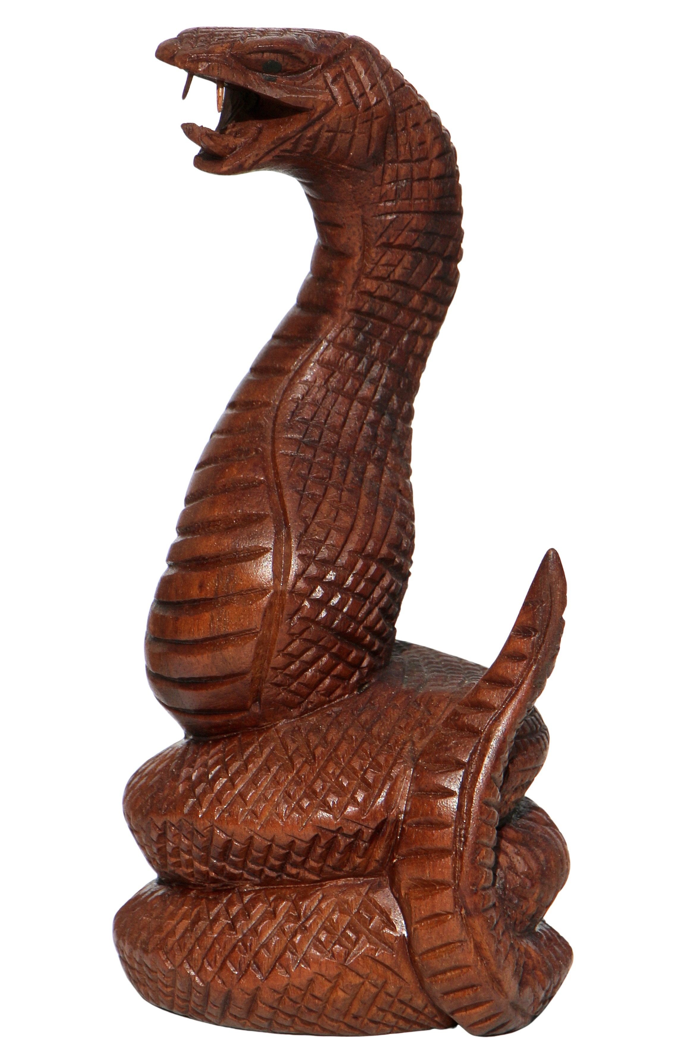 Wogeka Tierfigur Schlange Holz-Figur Kobra Snake Natter Viper Dekoration