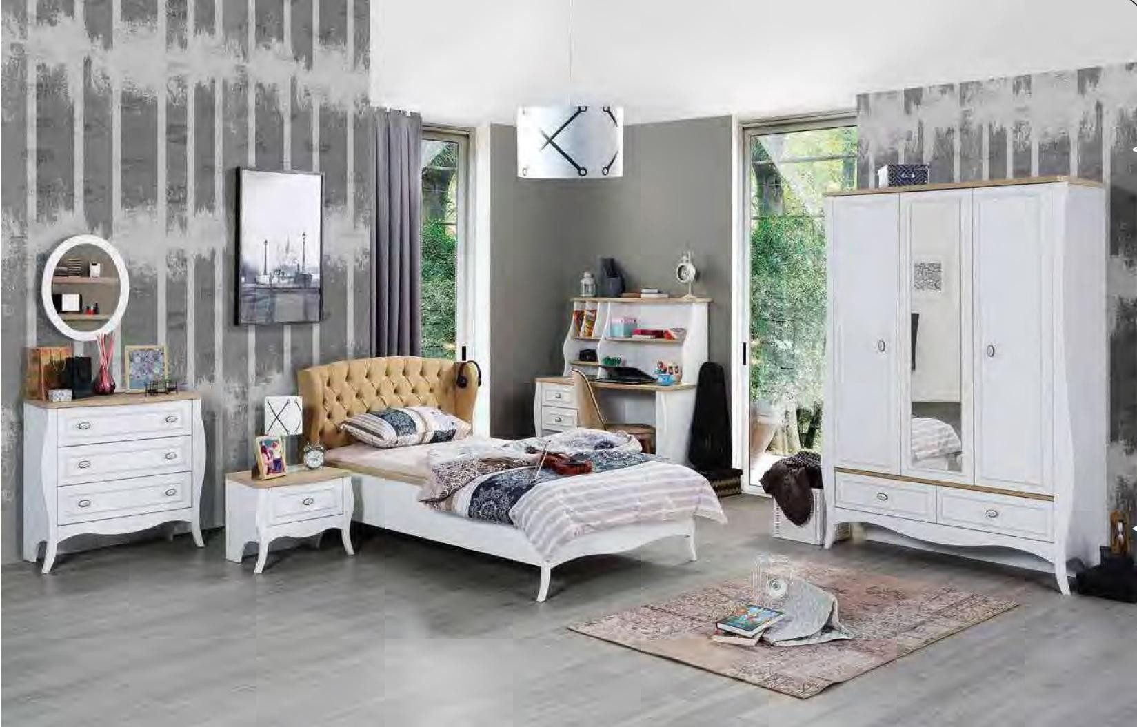 Jugendzimmer-Set Modernes Möbelset in Weiß für Kinder- und Jugendzimmer