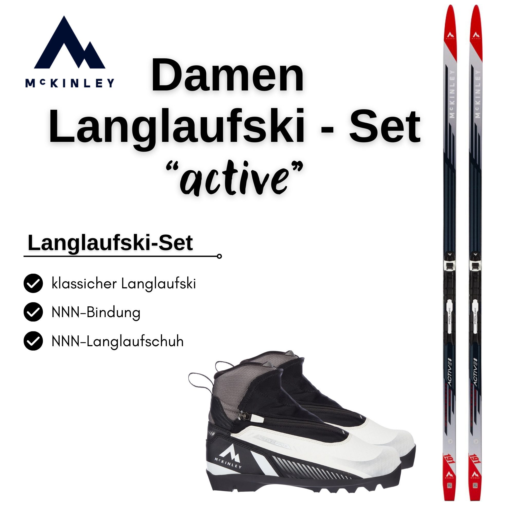 McKINLEY Langlaufski McKINLEY Damen Langlauf-Set Active 8 Grip ? Ski, Bindung & Schuh (NNN)