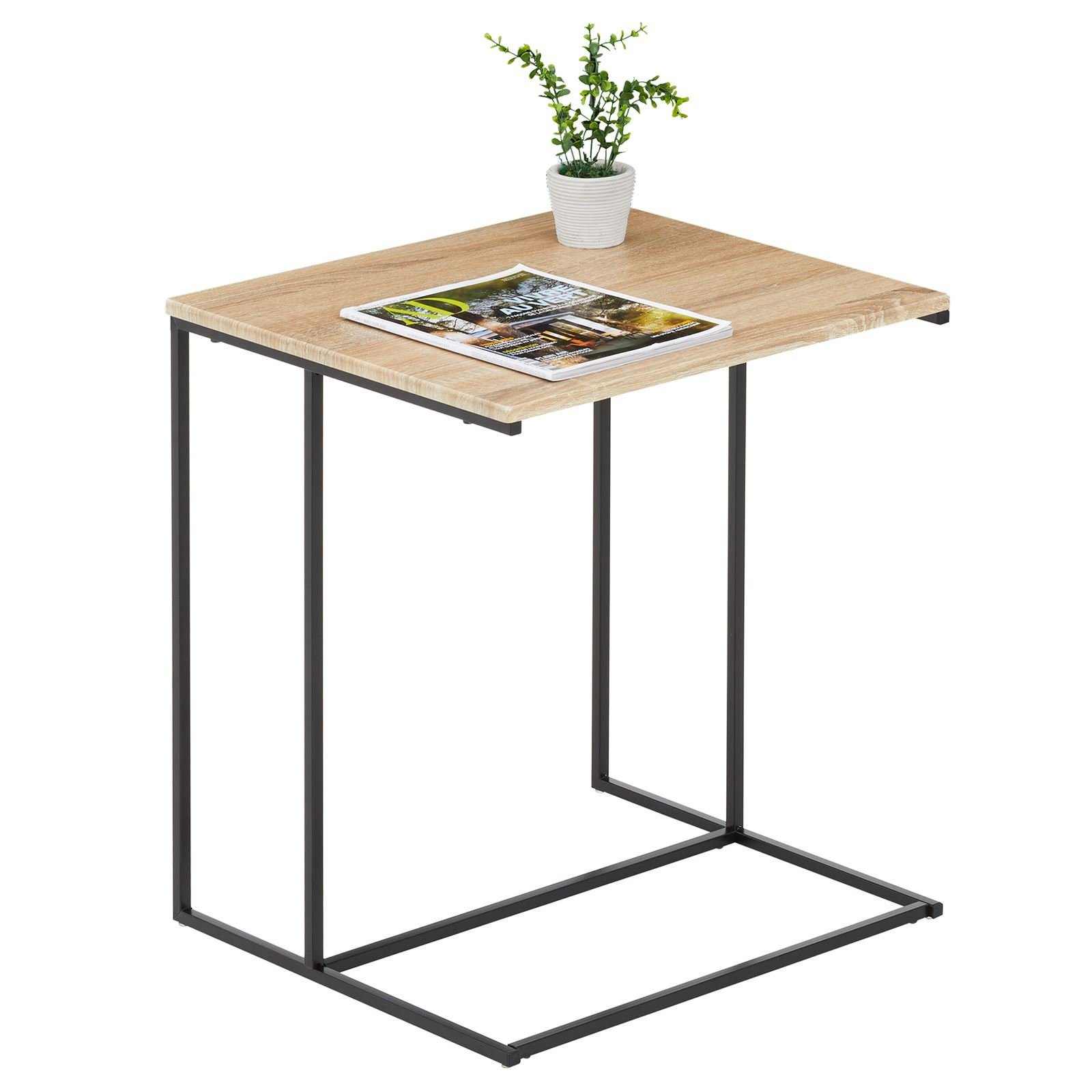 IDIMEX Beistelltisch VITORIO, Beistelltisch Wohnzimmertisch Couchtisch Sofatisch C-FORM modern Metal Sonoma Eiche/schwarz | Ablagetische