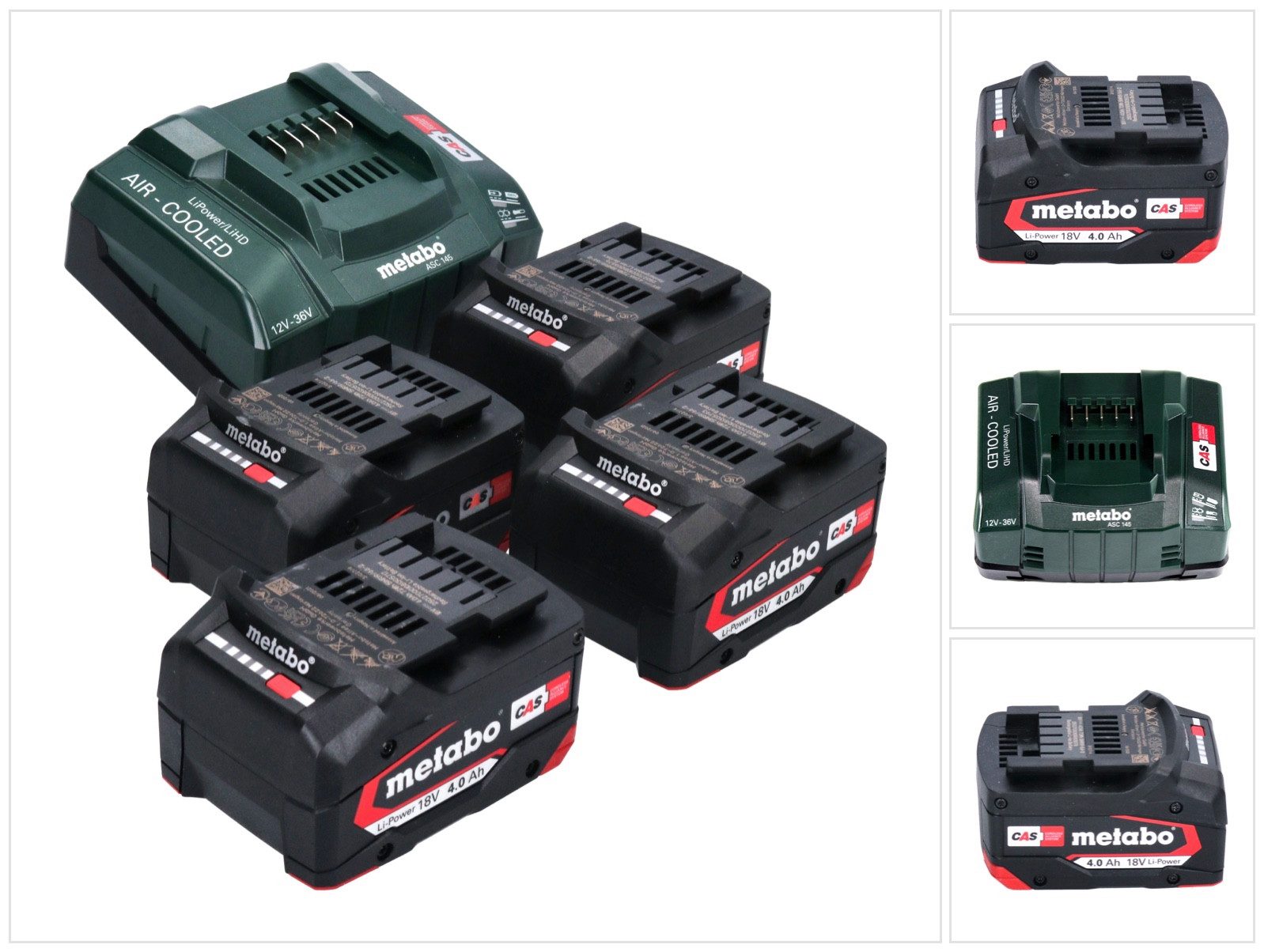 metabo Basis Set 4x Li-Power Akkupack 18 V 4,0 Ah CAS Li-Ion Akku (4x 62502 Akkupacks