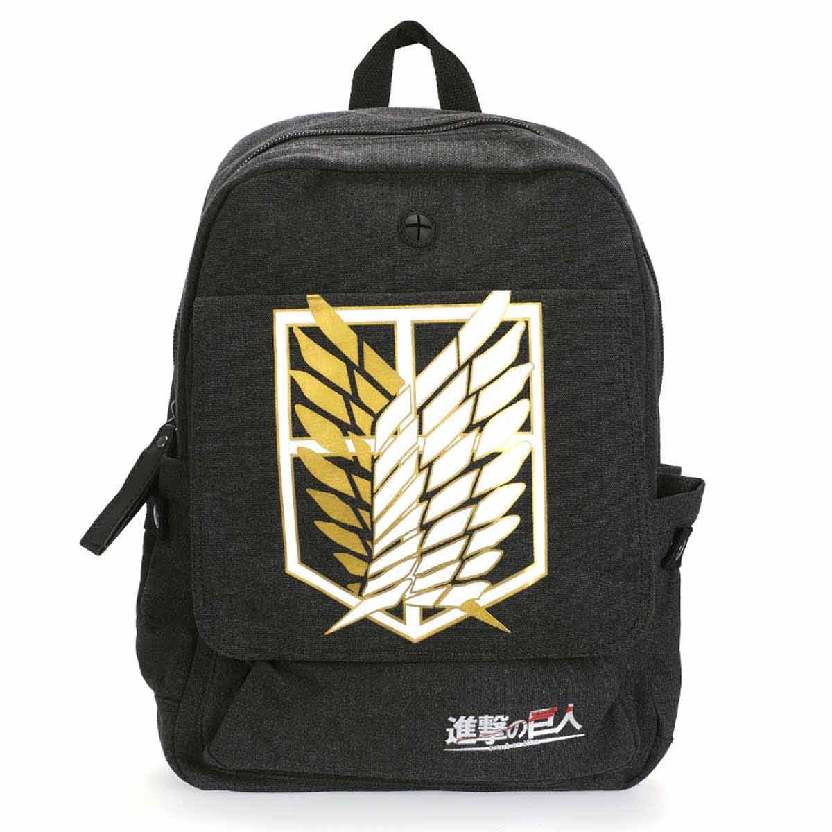 GalaxyCat Daypack Aufklärungstrupp Leinen Rucksack für Attack on Titan Fans, Варіантиn:, Rucksack mit Aufklärungstrupp Wappen