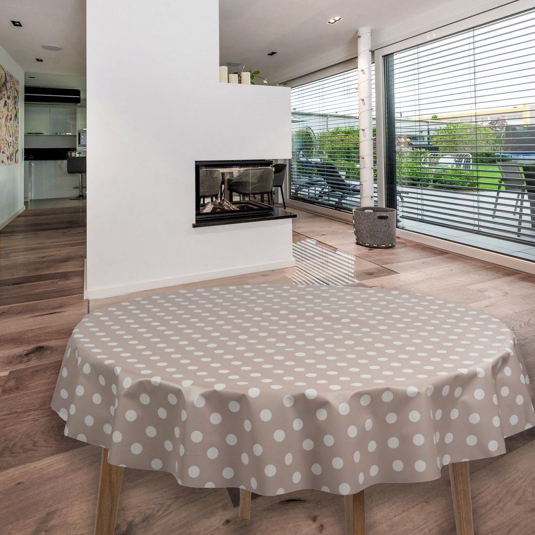 Tischdecke Wachstuch-Tischdecken Punkte Beige Rund 140cm