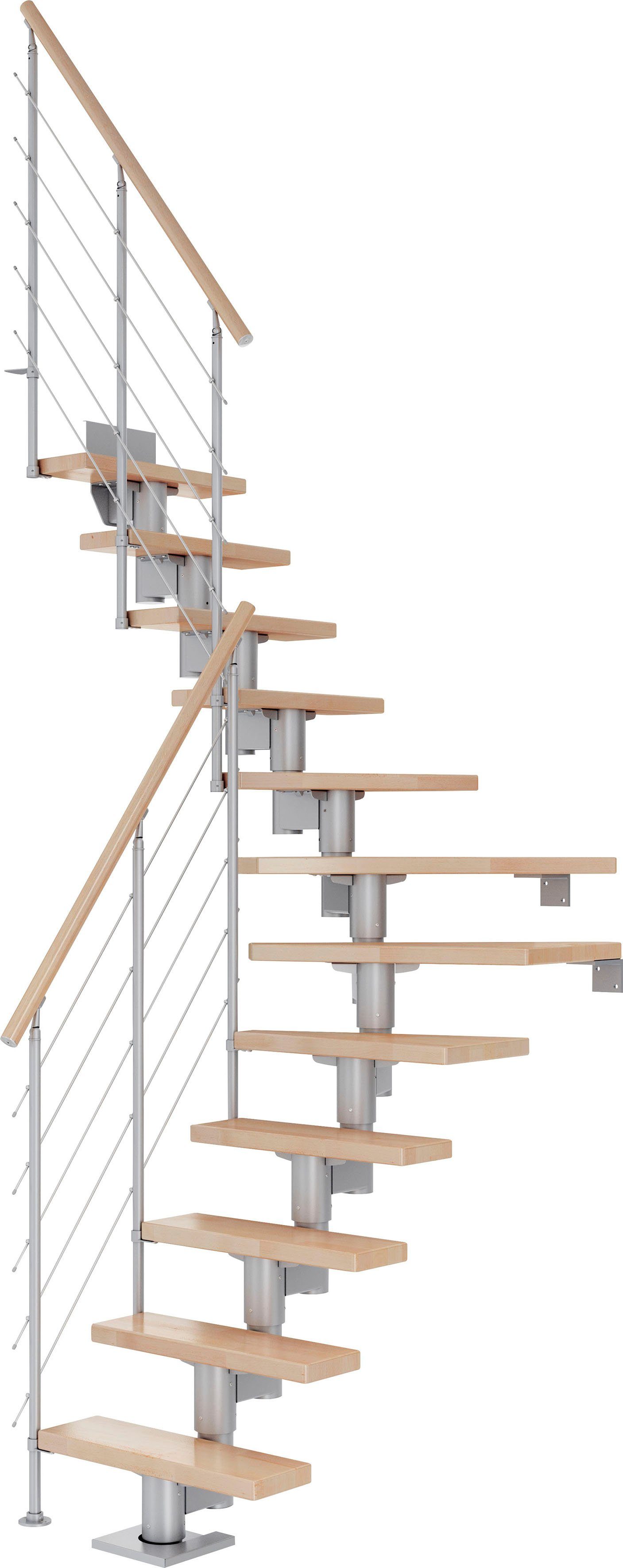 für 315 cm, Buche/Metall Mittelholmtreppe Stufen bis Dolle Dublin, Geschosshöhen offen,