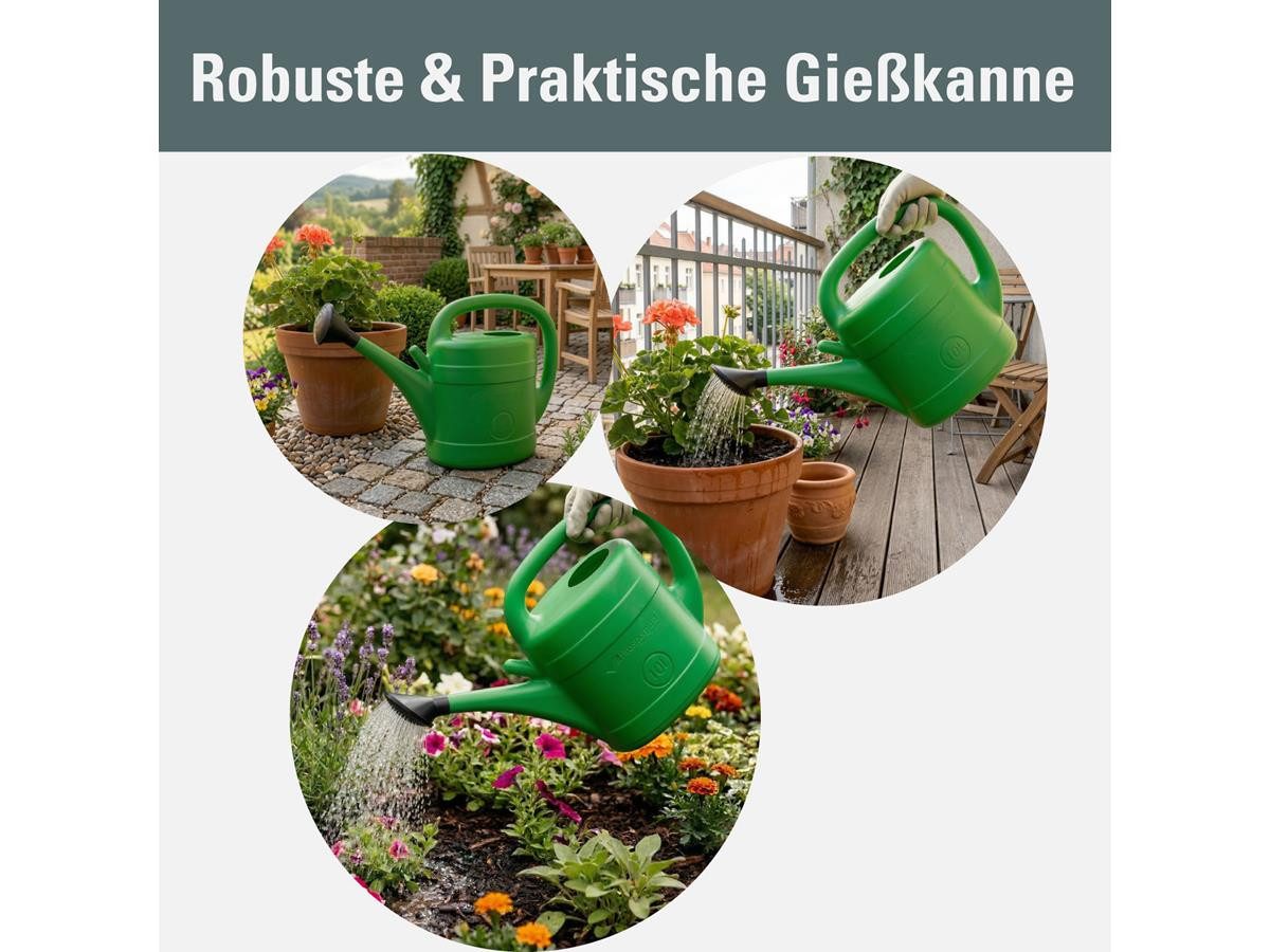 Prosperplast Gießkanne Spring (10 Liter), mit abnehmbarer Brause, für Haus & Garten