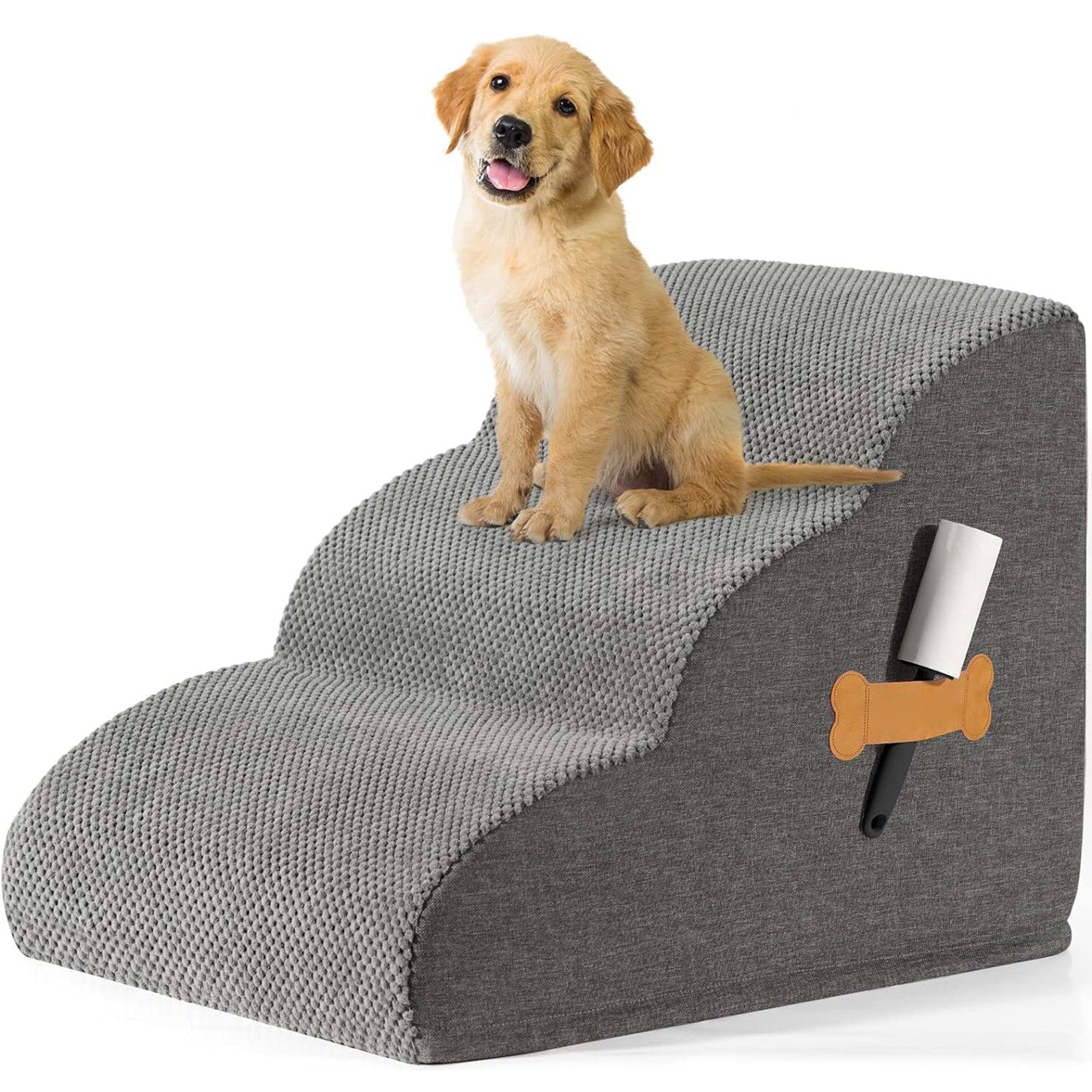 SURFOU Haustiertreppe 3 stufige Hundetreppe für kleine Hunde & Katzentreppe mit waschbarem, Perfekt als Hundetreppe Bett & stabile Katzentreppe für alte Katzen