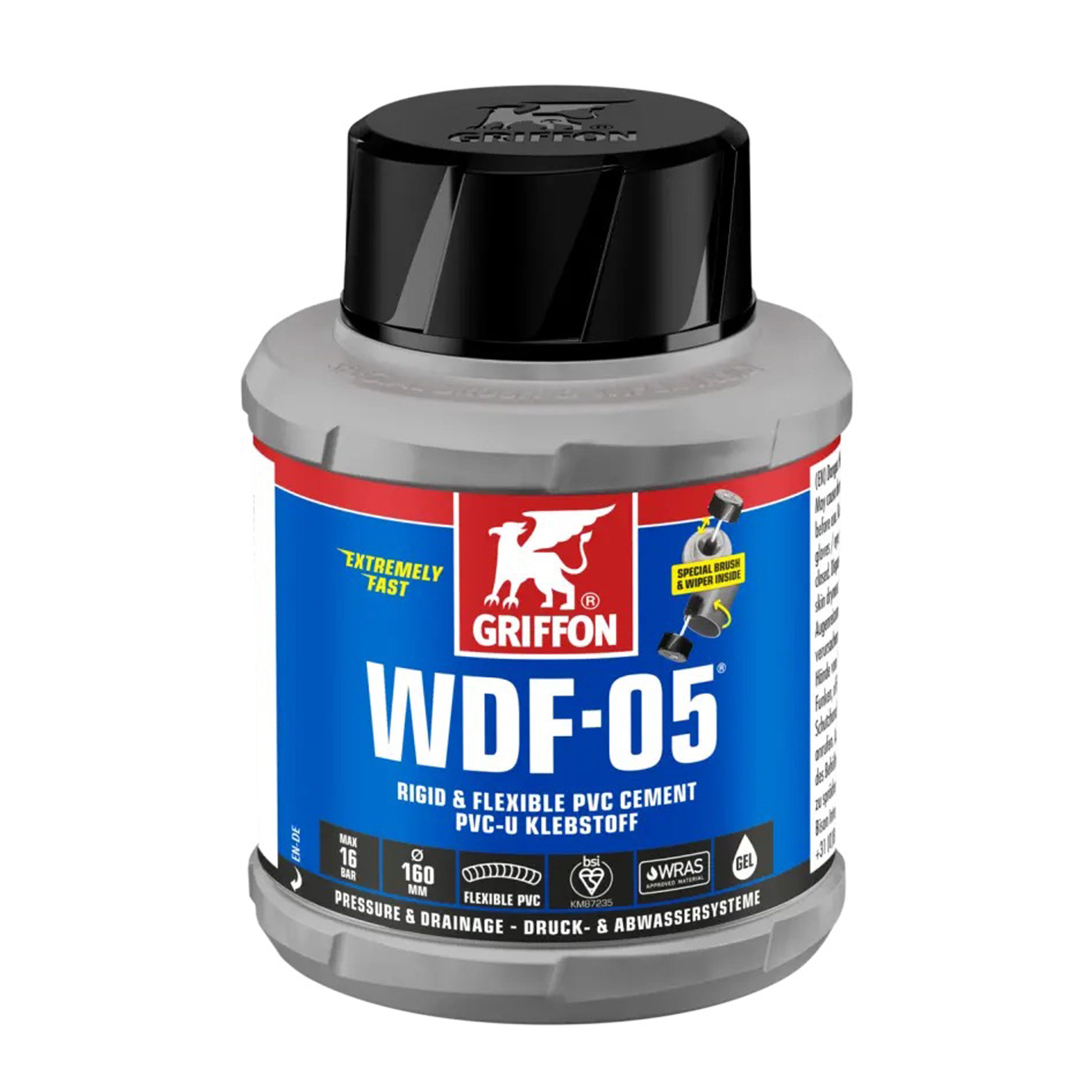 HAF PVC-Kleber Griffon PVC Kleber WDF-05 in 250ml Dose Spezialkleber PVC Flexschlauch, (Zur Montage von Rohren aus PVC-U), Geeignet für Klebeverbindungen aus PVC