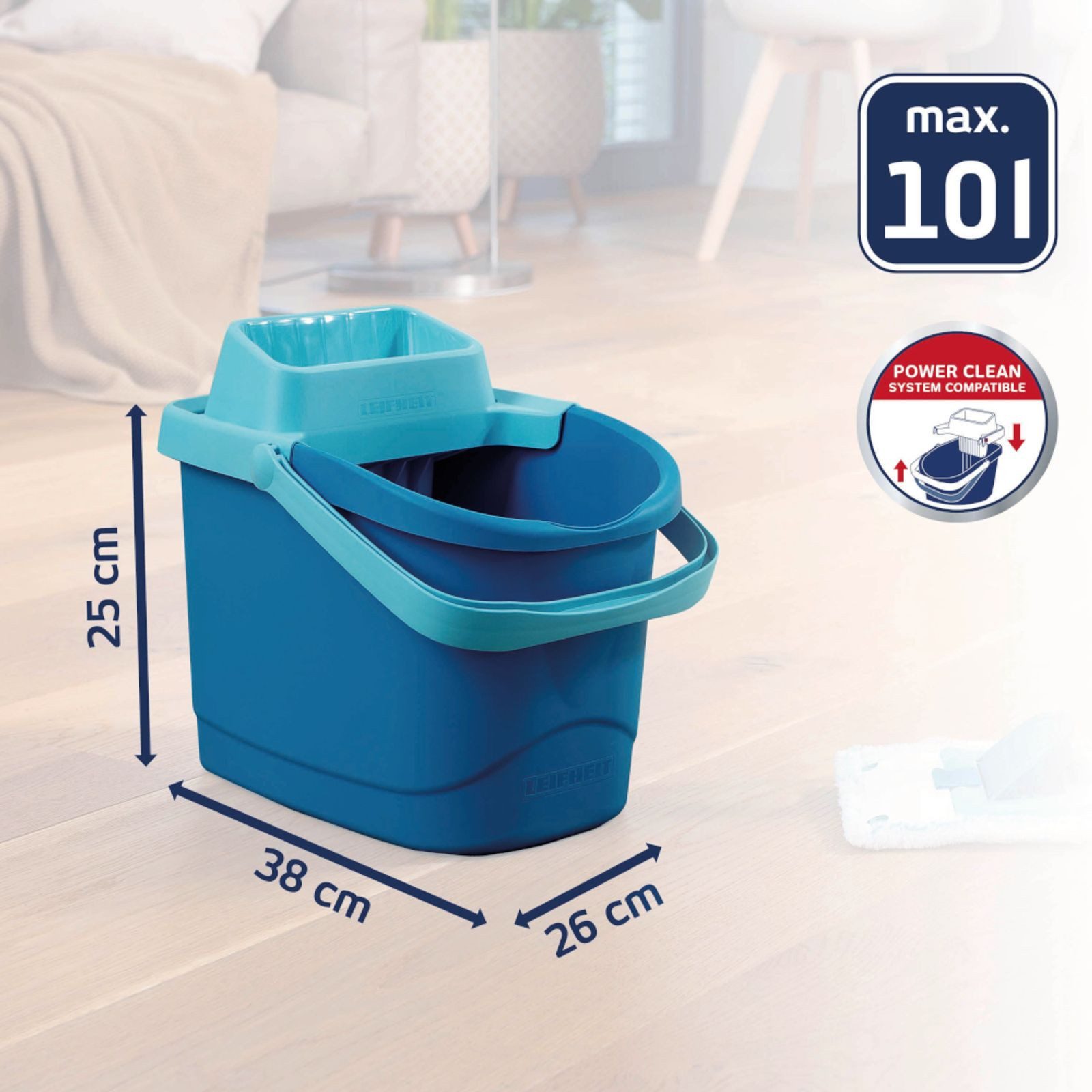 Leifheit Putzeimer Leifheit Putzeimer POWER CLEAN 10 l ergonomisch mit Ausguss