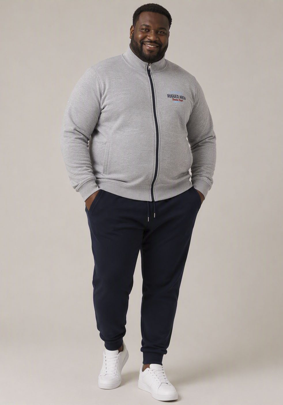 Man's World Plus Sweatjacke mit Reißverschluss, normale Länge, aus Baumwolle und Polyester