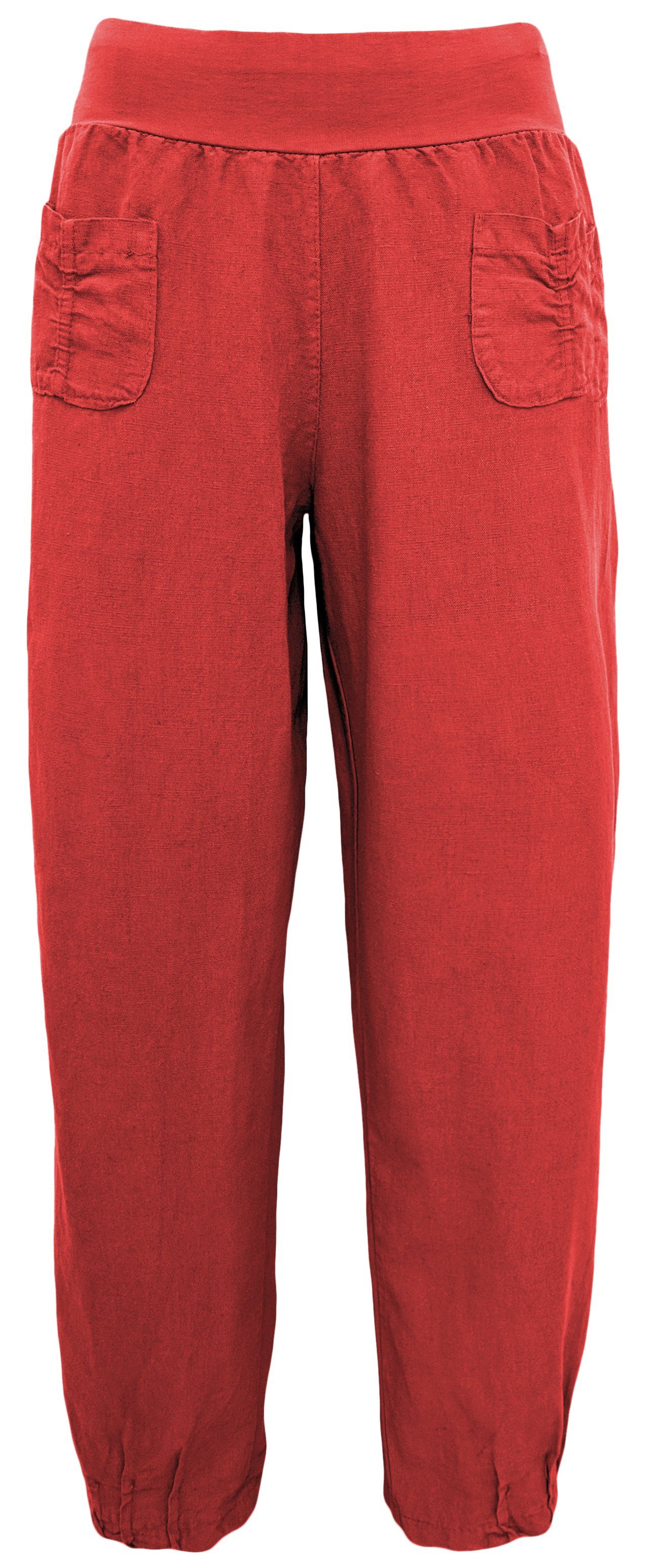 Aurela Damenmode Leinenhose Sommerliche Leinen Pumphose luftig leichte Schlupfhose (1-tlg) bequemer und breiter Gummizug, lässige und weite Passform, 100% Leinen, mit weitem Bein