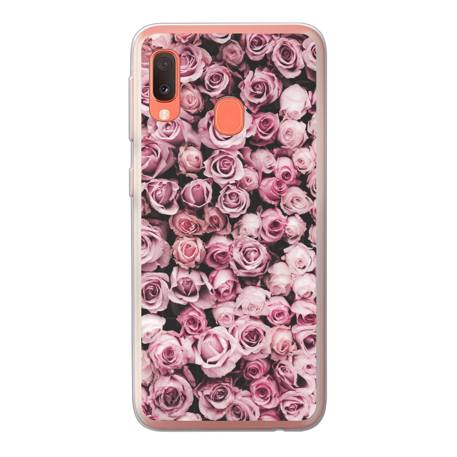 MuchoWow Handyhülle für Samsung Galaxy A20e Blumen - Rosen - Natur - Rosa - Botanisch, Smartphone-Bumper, Print, Handy Schutzhülle Dünn