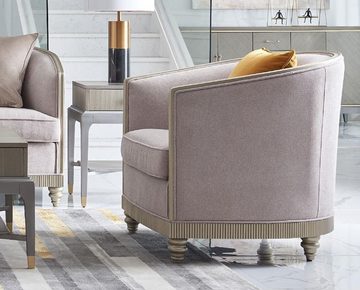 JVmoebel Wohnzimmer-Set Designer Couch Sitz Polster 3+1+1 Sitzer BeigeTextil Garnitur, Made in Europe