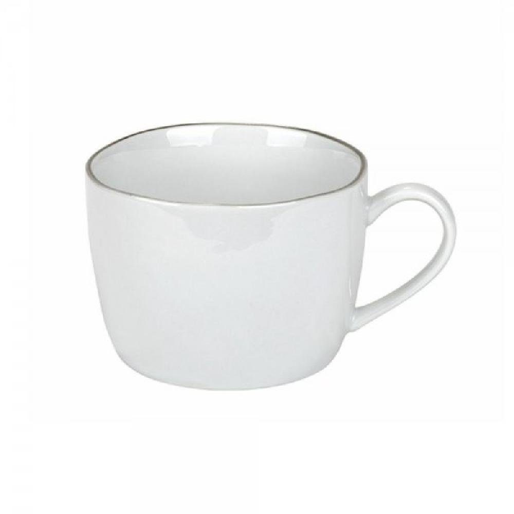 Lambert Tasse Kaffeetasse Piana Weiß Rand Grau