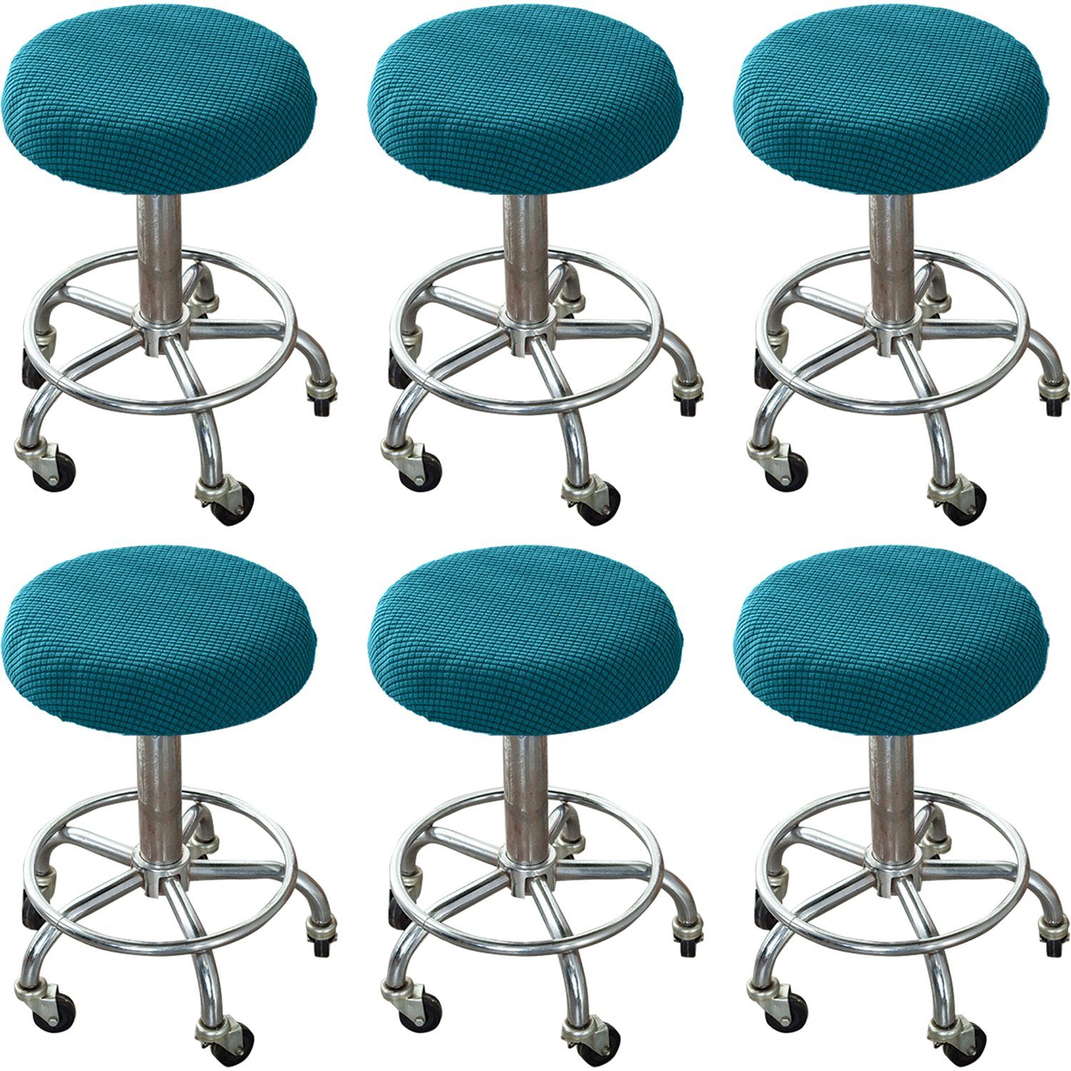 Runde Stuhlhusse, HOMEIDEAS, Bar Pfauenblau Stretch Hocker- 2/4/6er Stuhlbezug,