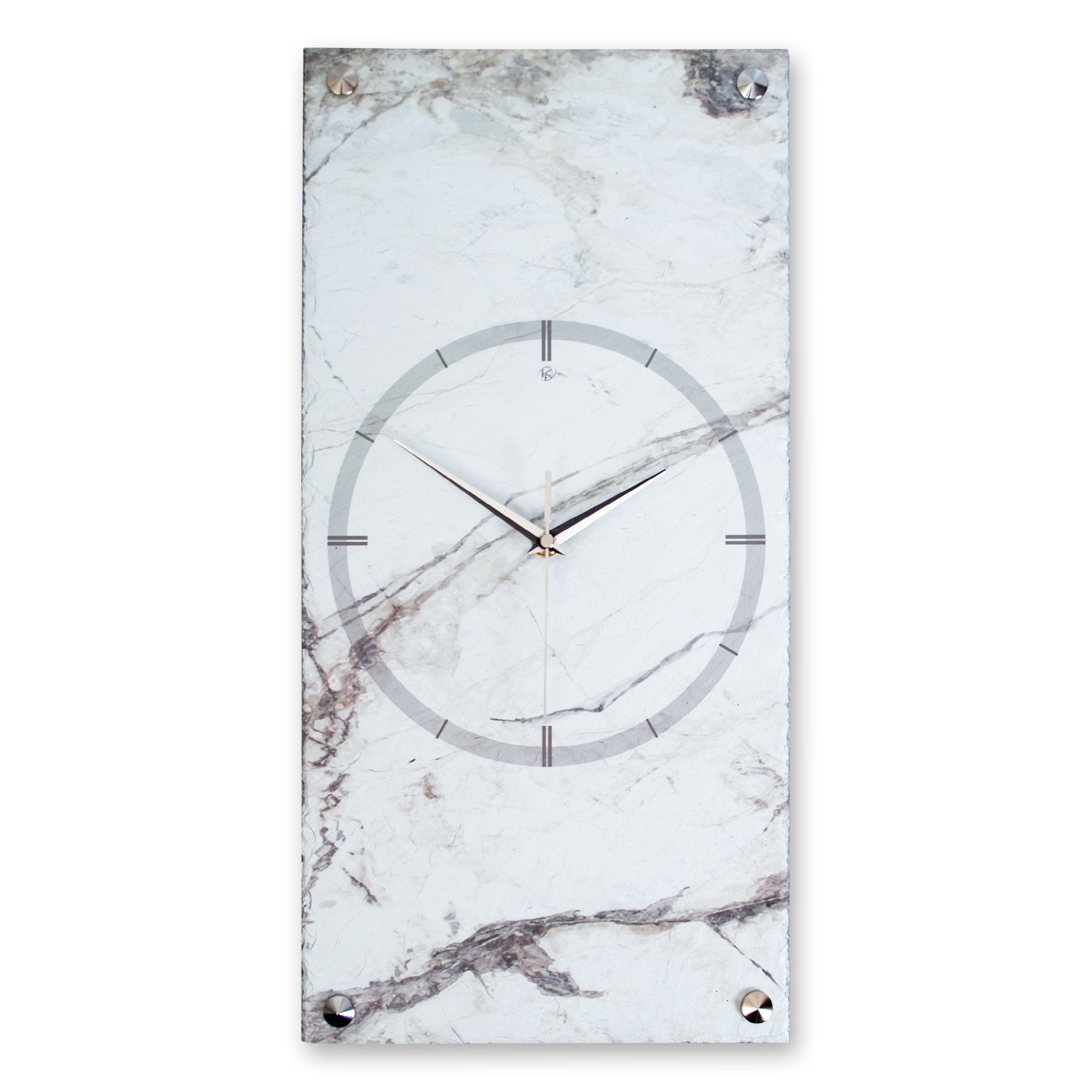 Kreative Feder Wanduhr Designer-Wanduhr „White Marble“ aus Stein (Beton) (Funk- oder Quarzuhrwerk; ohne Ticken; elegant, außergewöhnlich, modern)