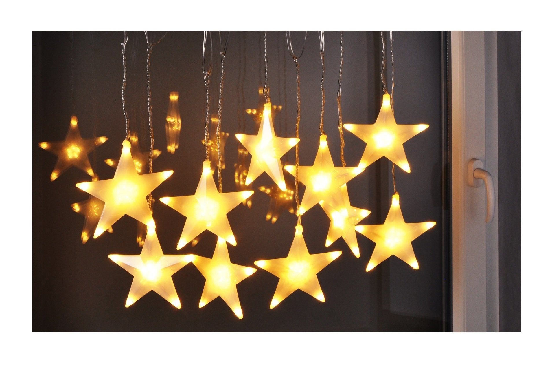 GartenHero LED-Lichternetz LED Lichterkette Sterne Lichterschlauch Weihnachten Sternenvorhang