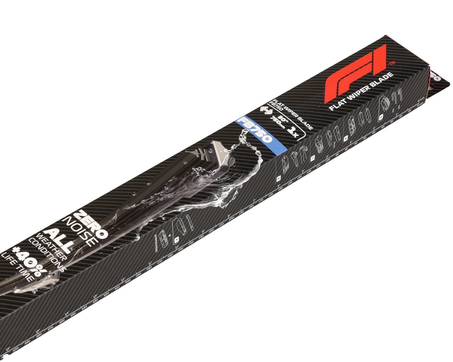 Formula 1 Scheibenwischblätter F1 FB750 Wischerblatt 750mm Scheibenwischer, vorne, (Packung), 30" Flachbalkenwischer Spoiler Multi Adapter-System Fahrer Beifahrer
