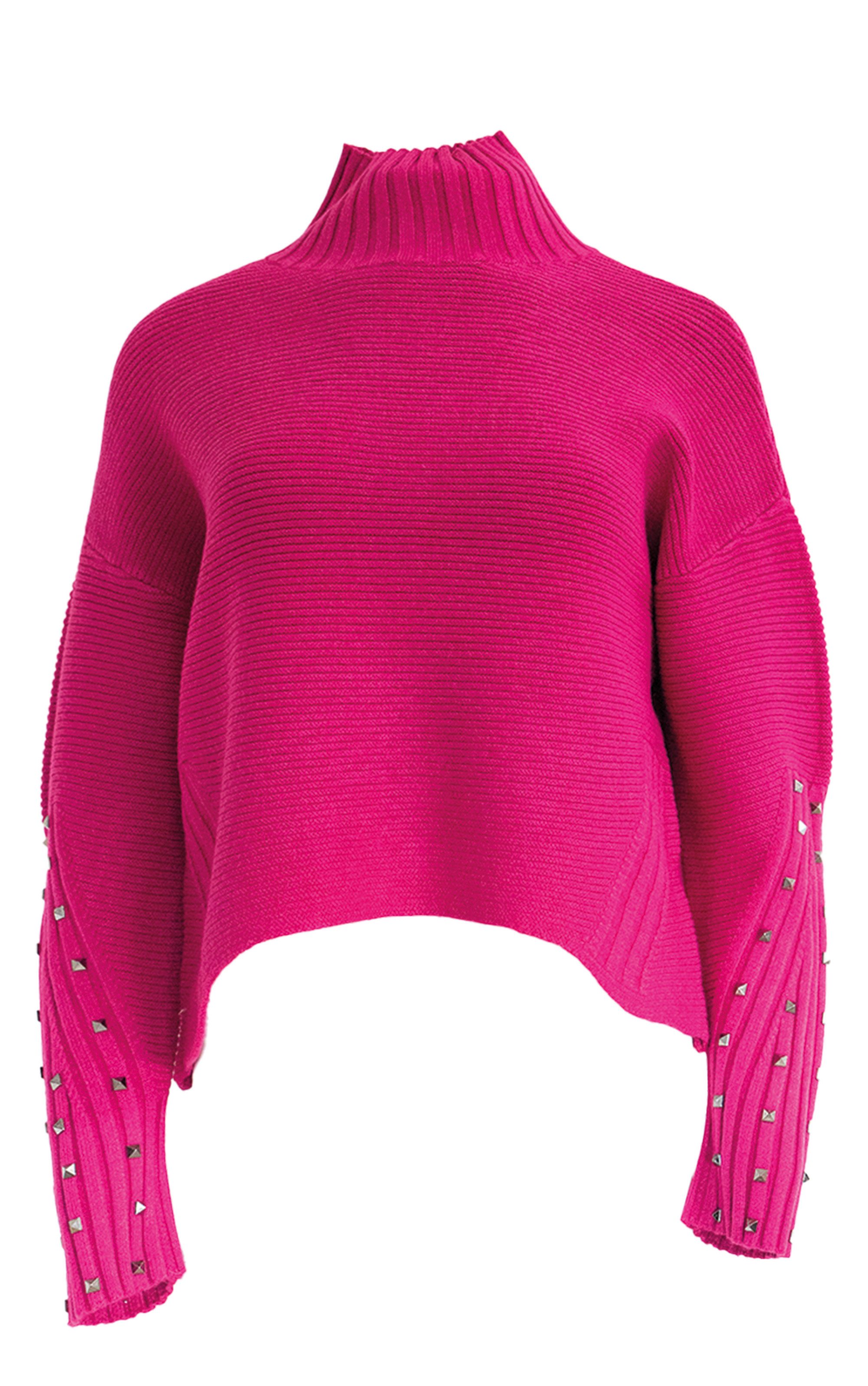 Strickpullover mit Stehkragen und Nietendetails