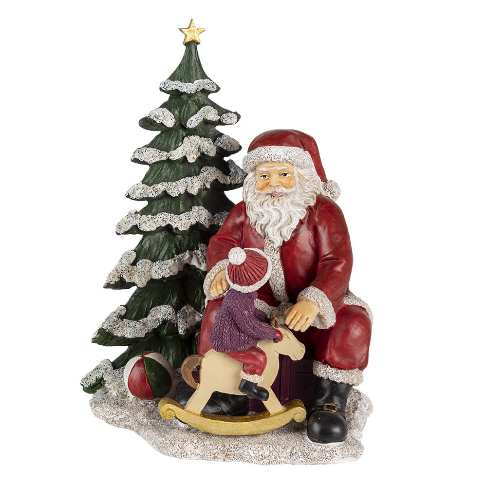Clayre & Eef Weihnachtsmann Figur Weihnachtsmann 16x13x22 cm Rot Grün Weihnachtsdekoration, Sammelfigur, Weihnachtsfigur, Dekofigur, Weihnachtsmann