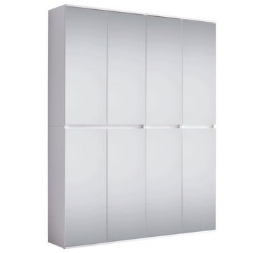 trendteam Garderobenschrank Flurschrank Spiegelschrank Mehrzweckschrank Schrank Weiß 148x191x34cm